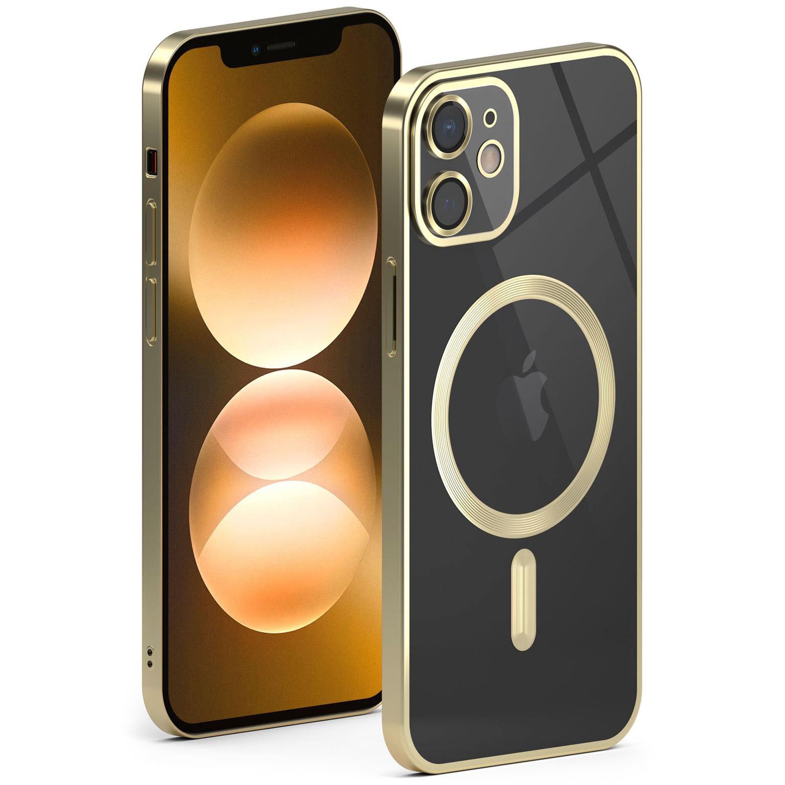 ONEFLOW Handyhülle für iPhone 12 Hülle MagSafe Cover Aura Case Gold, Handy Schutz Hülle Silikon Case Back Cover durchsichtig Schutzhülle