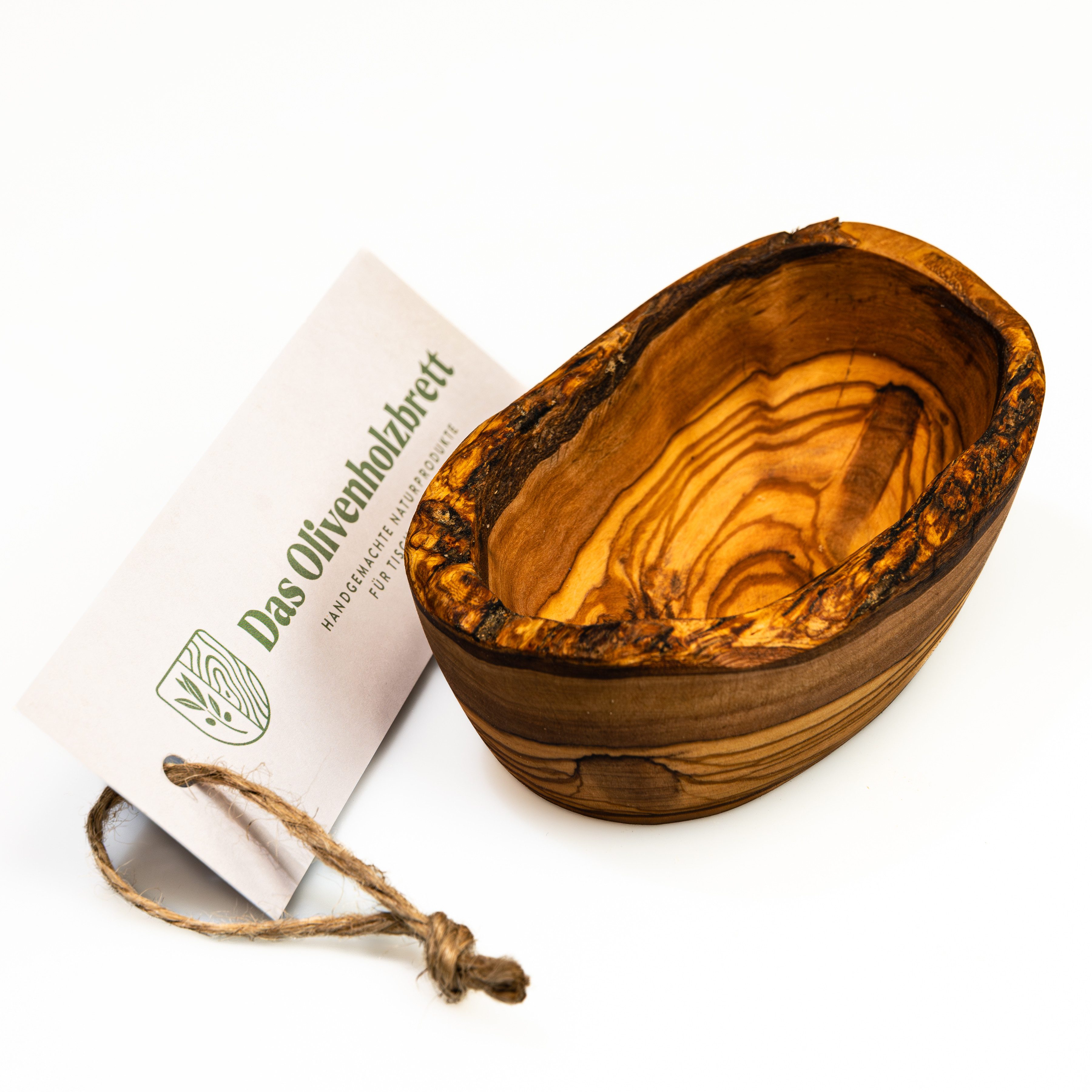 dasOlivenholzbrett Dipschale Ovales Schälchen aus Olivenholz mit möglichst naturbelassenem Rand