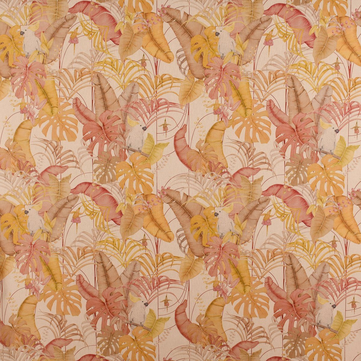 SCHÖNER rosa, LEBEN. Tischdecke natur Kakadus handmade SCHÖNER Tischdecke LEBEN. Palmenblätter gelb
