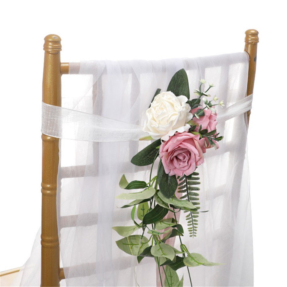 Kunstblume Gang-Stuhl-Rücken-Blumendekoration für Hochzeitszeremonie, 1 Farbe HAMÖWO