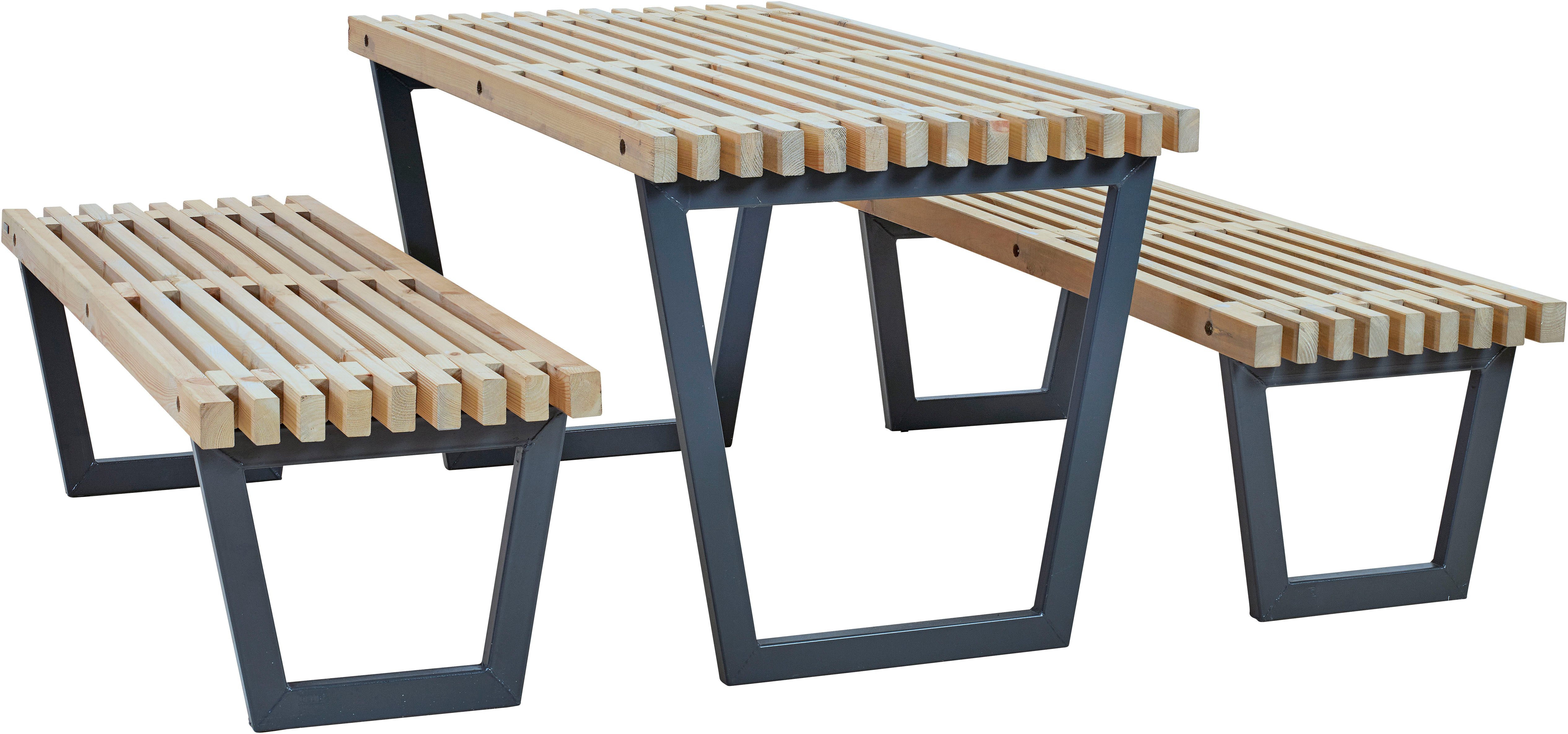 PLUS Gartenlounge-Set »Siesta« Möbelset, TOPSELLER!, (3-tlg., OTTOs Choice), bestehend aus: Tisch und 2 Bänke