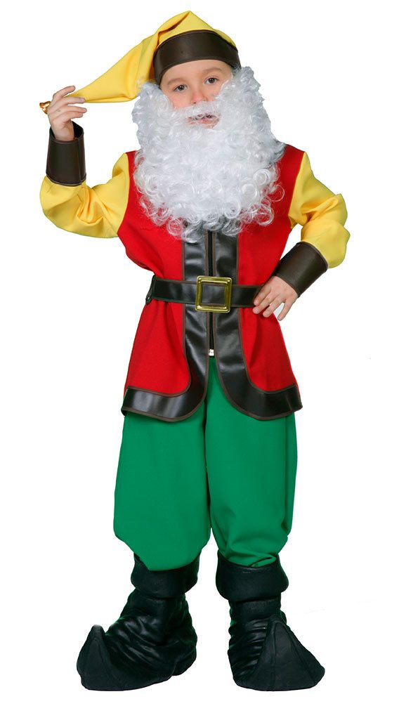 Karneval-Klamotten Kostüm Zwerg Kinder Wichtelkostüm mit Zwergenmütze, buntes Zwergen Kinderkostüm Junge Mädchen Märchen sieben Zwerge Kobold