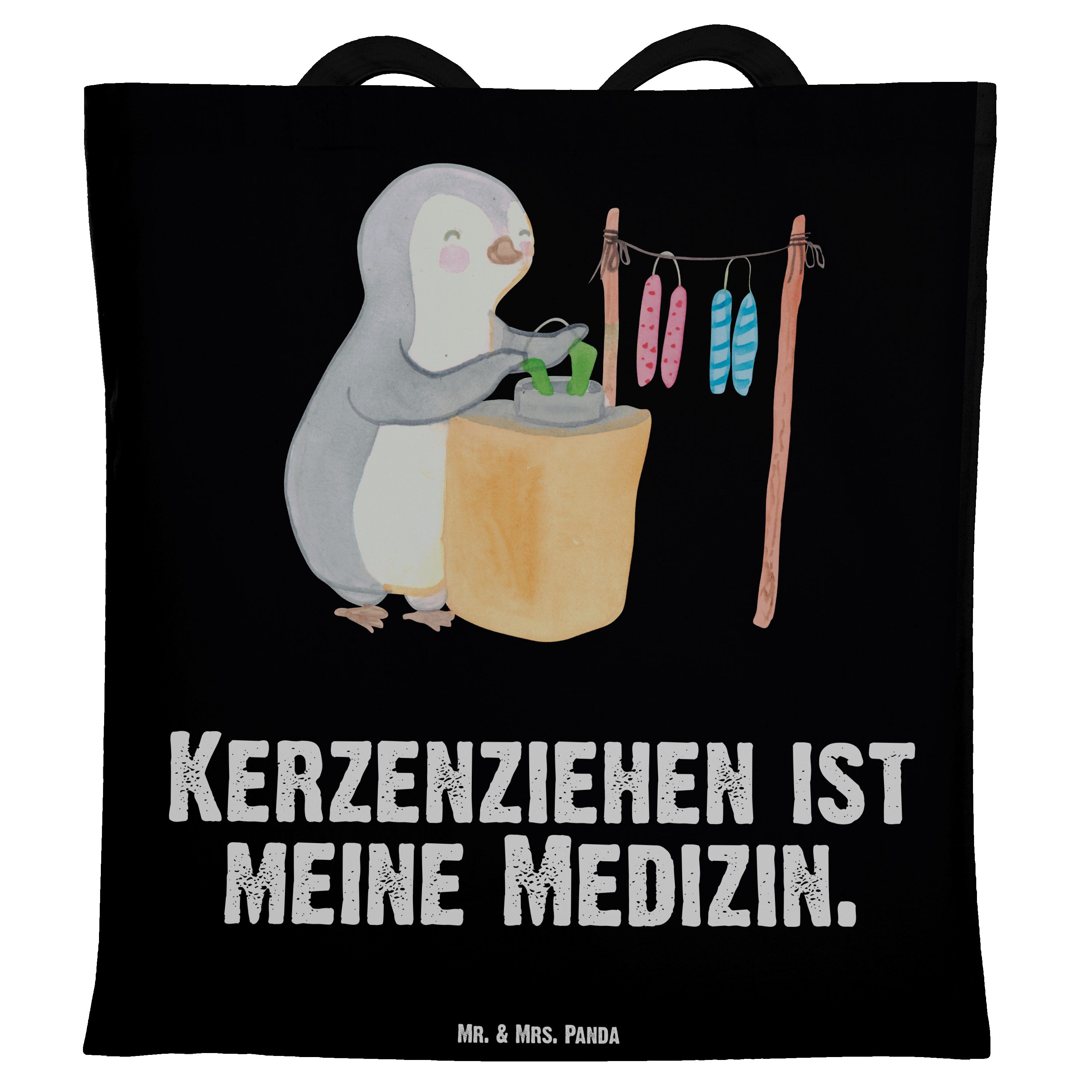 Mr. & Mrs. Schwarz Geschenk, - Pinguin Medizin Jut Panda Tragetasche Beutel, - Danke, (1-tlg) Kerzenziehen
