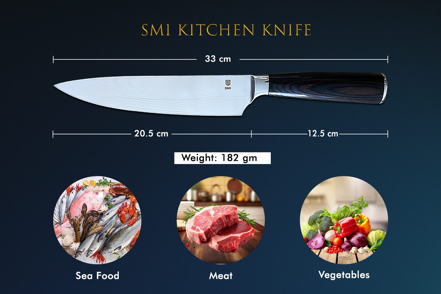 SMI Fleischmesser 8 zoll Küchenmesser Kochmesser Fleischmesser Chef Messer, Pakkaholzgriff