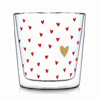 PPD Teeglas Doublewall Trendglass Little Hearts Real Gold 300, Borosilikatglas