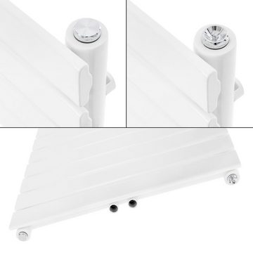 LuxeBath Badheizkörper Designkörper Steam Paneelheizkörper, Mittelanschluss 500x800mm Weiß Anschlussgarnitur Thermostat