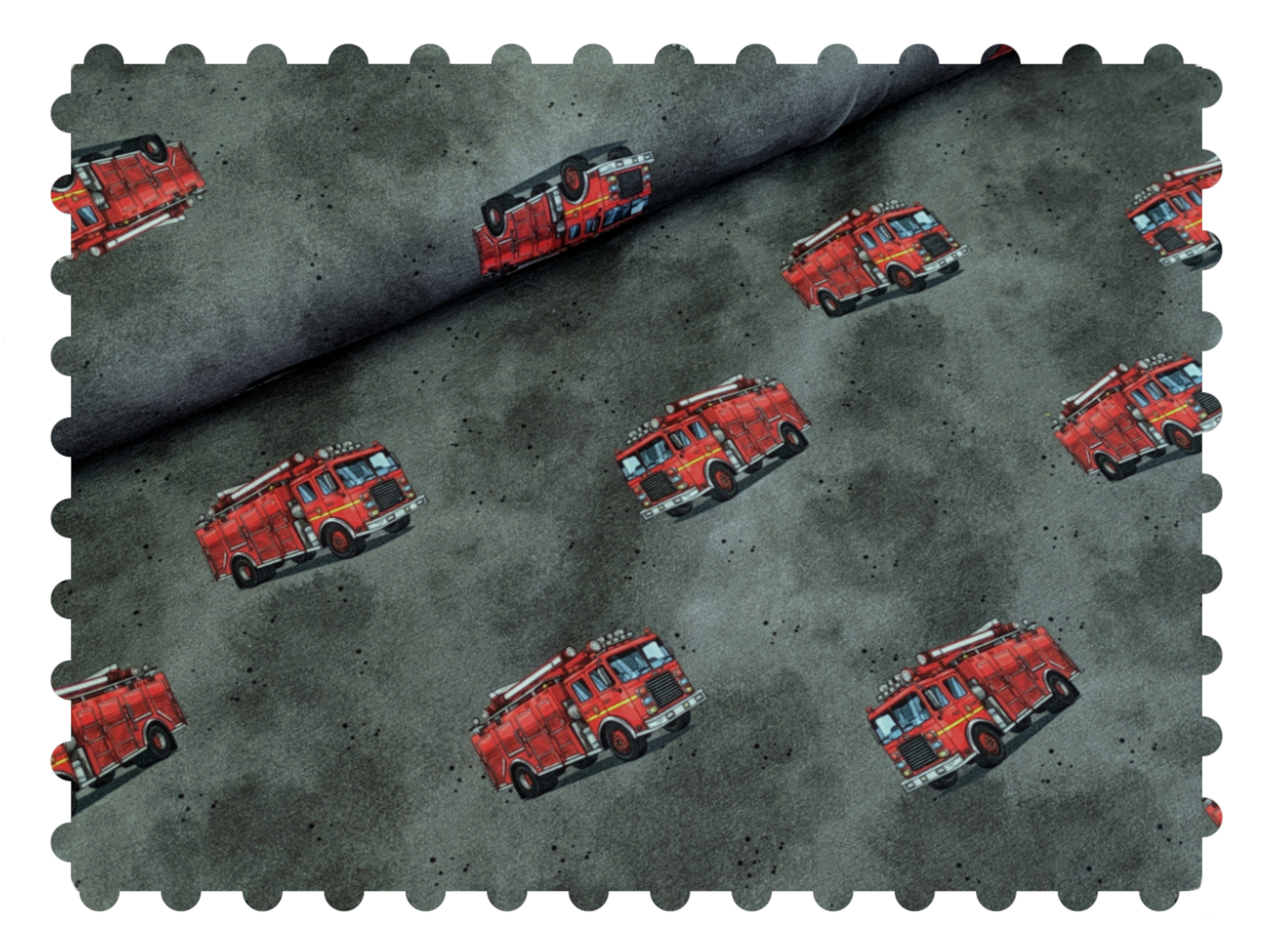 Corileo Stoff Eigenproduktion Baumwolljersey Feuerwehr Grau Fire Stoff