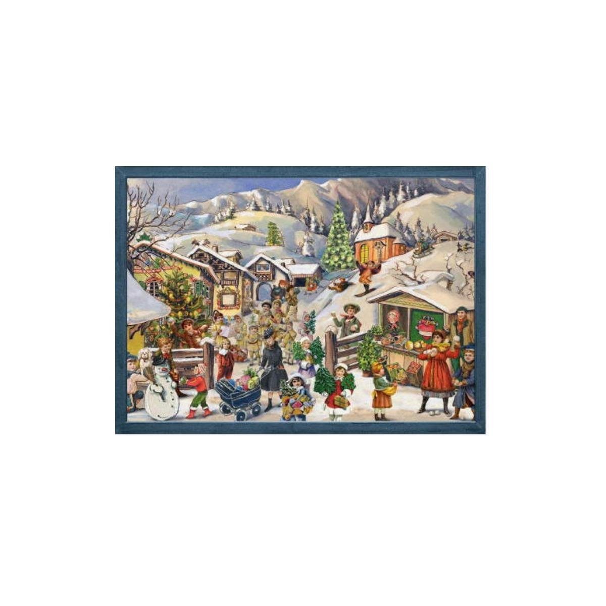 Richard Sellmer Verlag Adventskalender 70105 - Adventskalender - Weihnachtsmarkt, 35,5cm x 26,5cm
