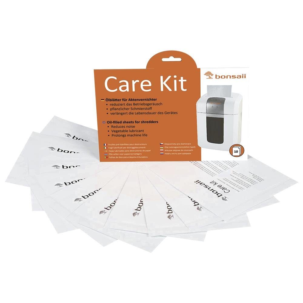 BONSAII Ölspender Care Kit, Pflegekit für Aktenvernichter, Ölblätter / Ölpapier (10 Stück), Cleaning-Kit, geeignet für sämtliche Schnittarten, Aktenvernichteröl für Schneidwerk, 10er Pack
