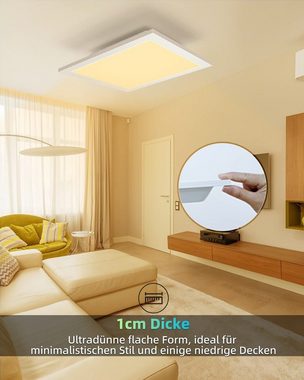 Nettlife LED Panel Deckenleuchte 40 W flach 3000 K, LED fest integriert, warmweißes, Büro Wohnzimmer Bad, 60*60*6.5cm