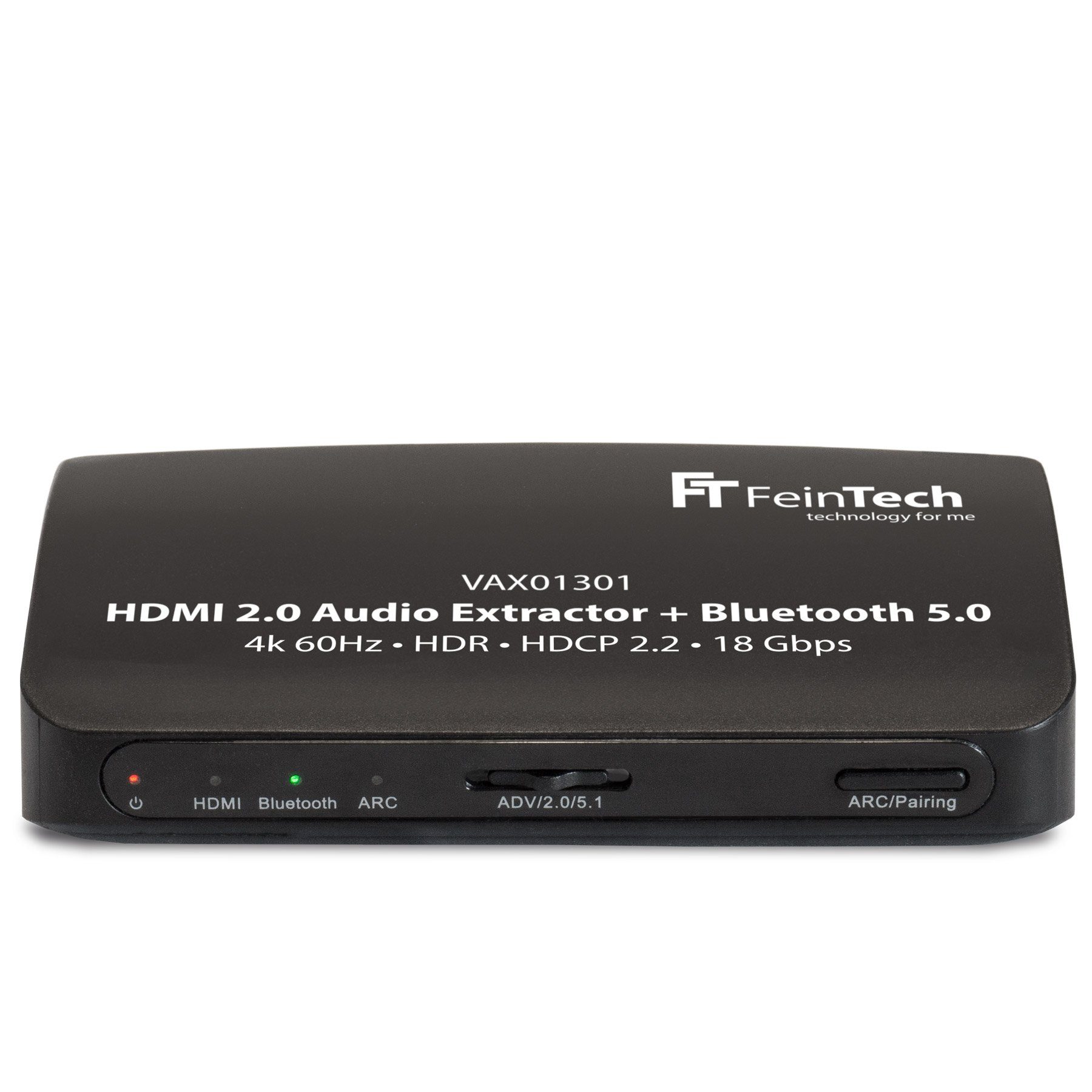 FeinTech VAX01301 HDMI Audio Extractor mit Bluetooth Sender Audio-Adapter HDMI zu Toslink, Cinch, Bluetooth, unterstützt HDMI-ARC