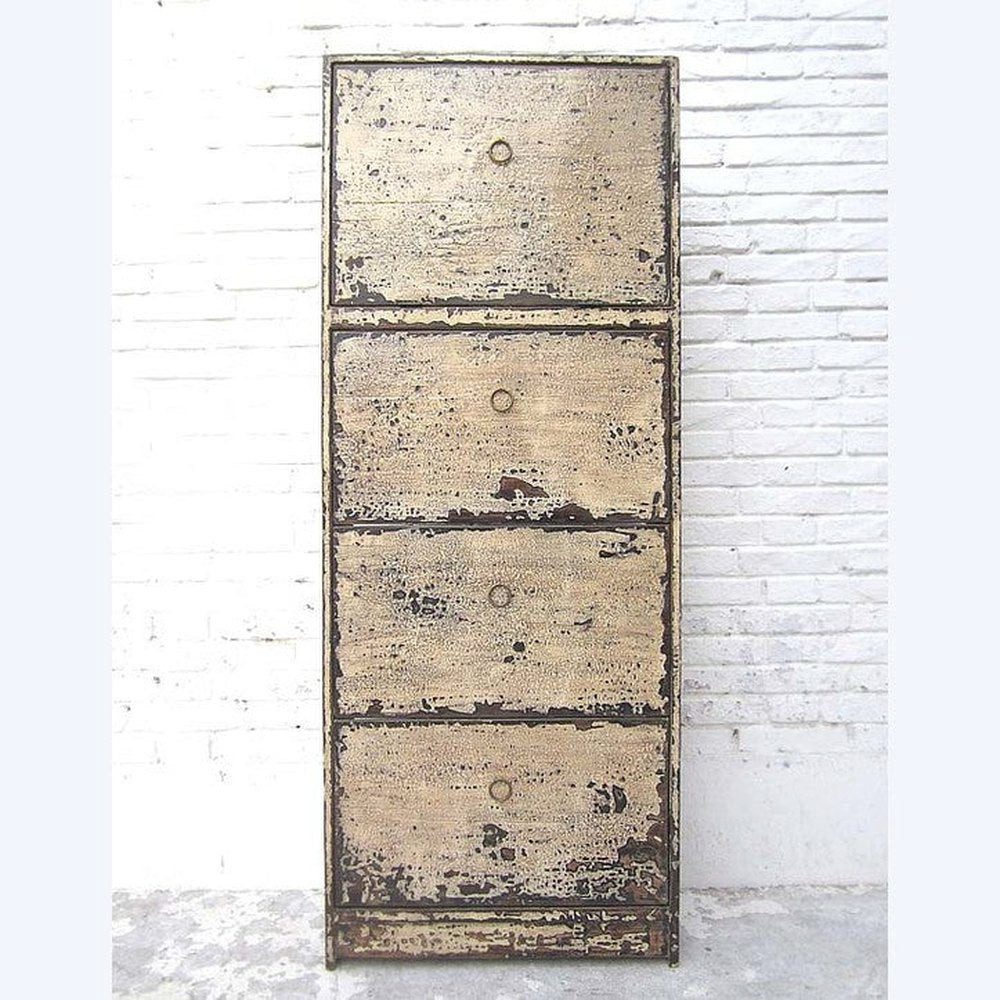 Luxury-Park-Direct Kommode Schuhschrank altweiß lackiert shabby chic Optik 4 große Fächer von Lux