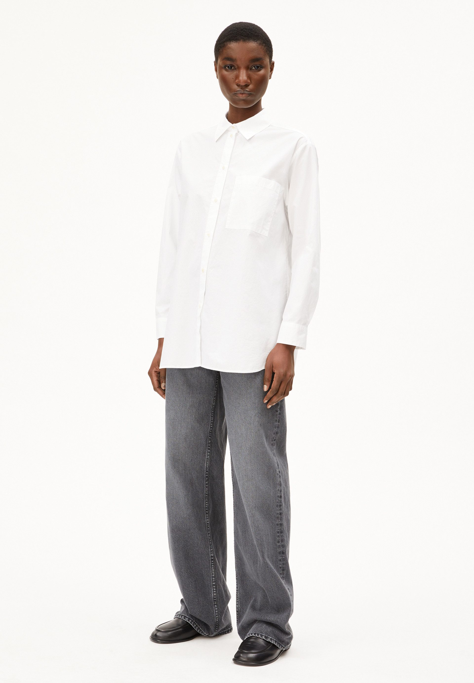 Armedangels Hemdbluse MAALGAA Bluse aus Bio-Baumwolle (1-tlg) Loose Fit günstig online kaufen