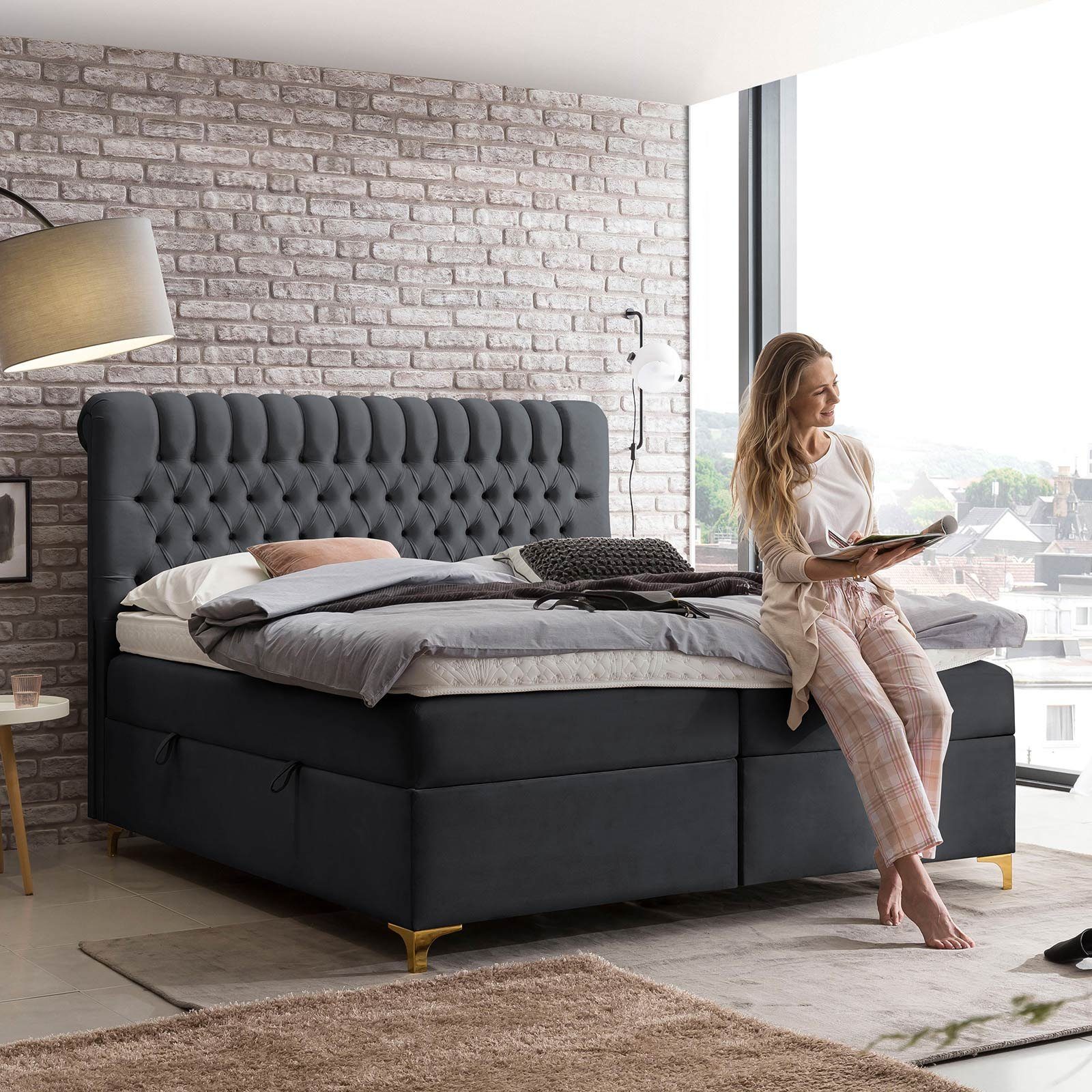 BettCo Stauraumbett Boxspringbett mit Bettkasten Chester günstig online kaufen