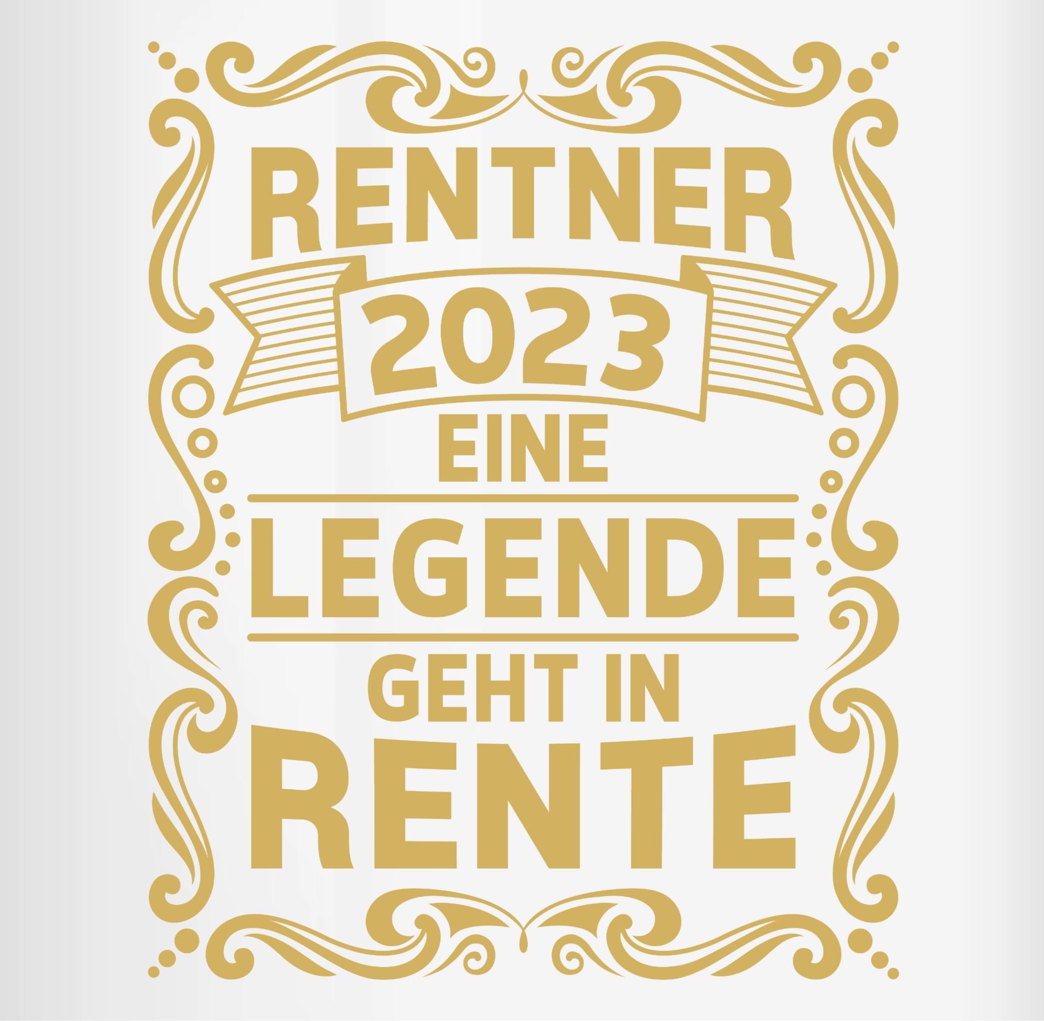 Shirtracer Tasse Rentner Keramik, Kaffeetasse 2023 Weiß Rente Geschenk Eine 1 Rente, geht Legende in