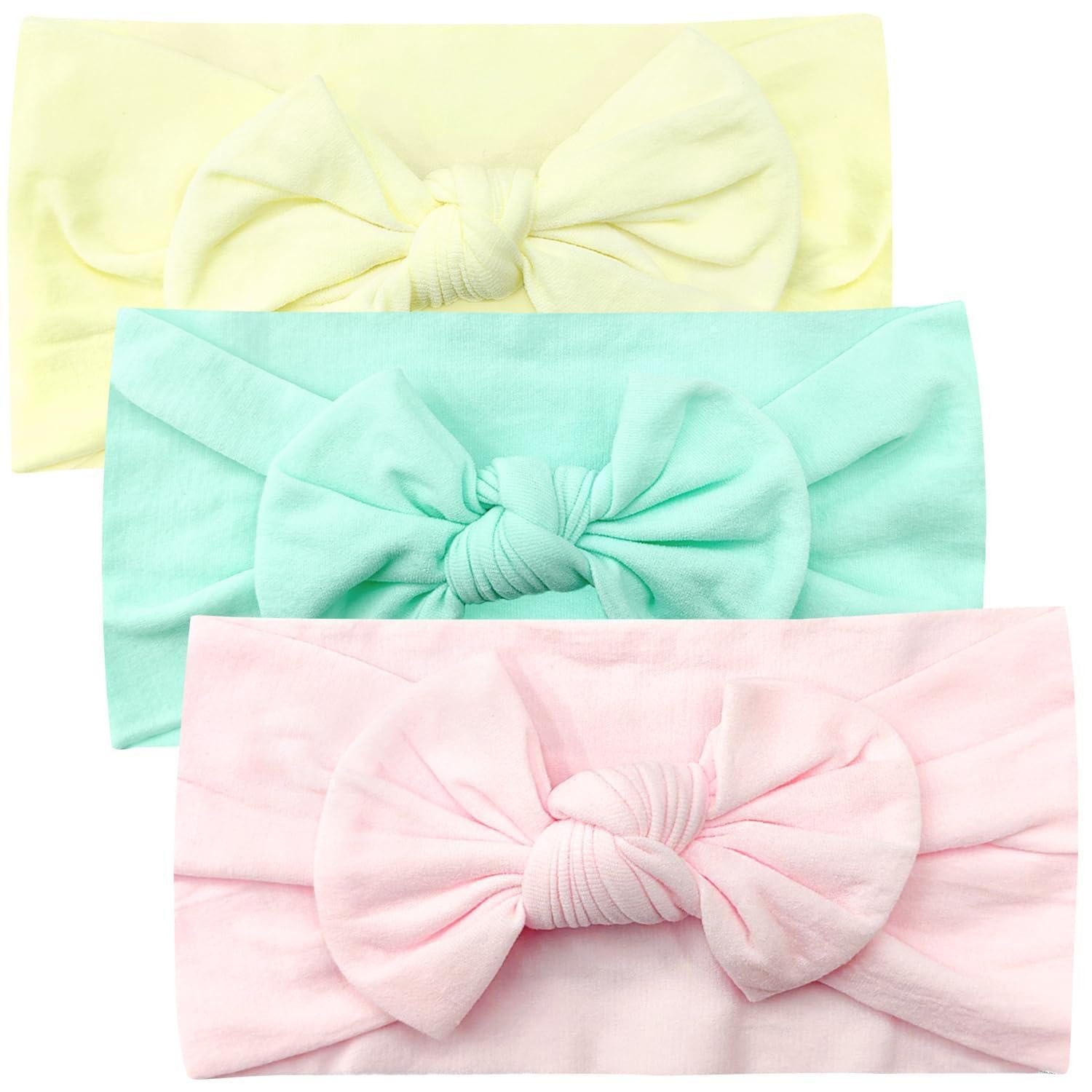 LuxusKollektion Haarband Baby-Stirnband-Set 3er Pack Mädchen Bogen Turban, 3-tlg.