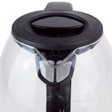 Grafner Wasserkocher Digitaler Design-Wasserkocher Glas mit Farbwechsel 1,7L 2200W kabellos TÜV / GS geprüft, 1.7 l, 2200 W, TÜV Rheinland zertifiziert