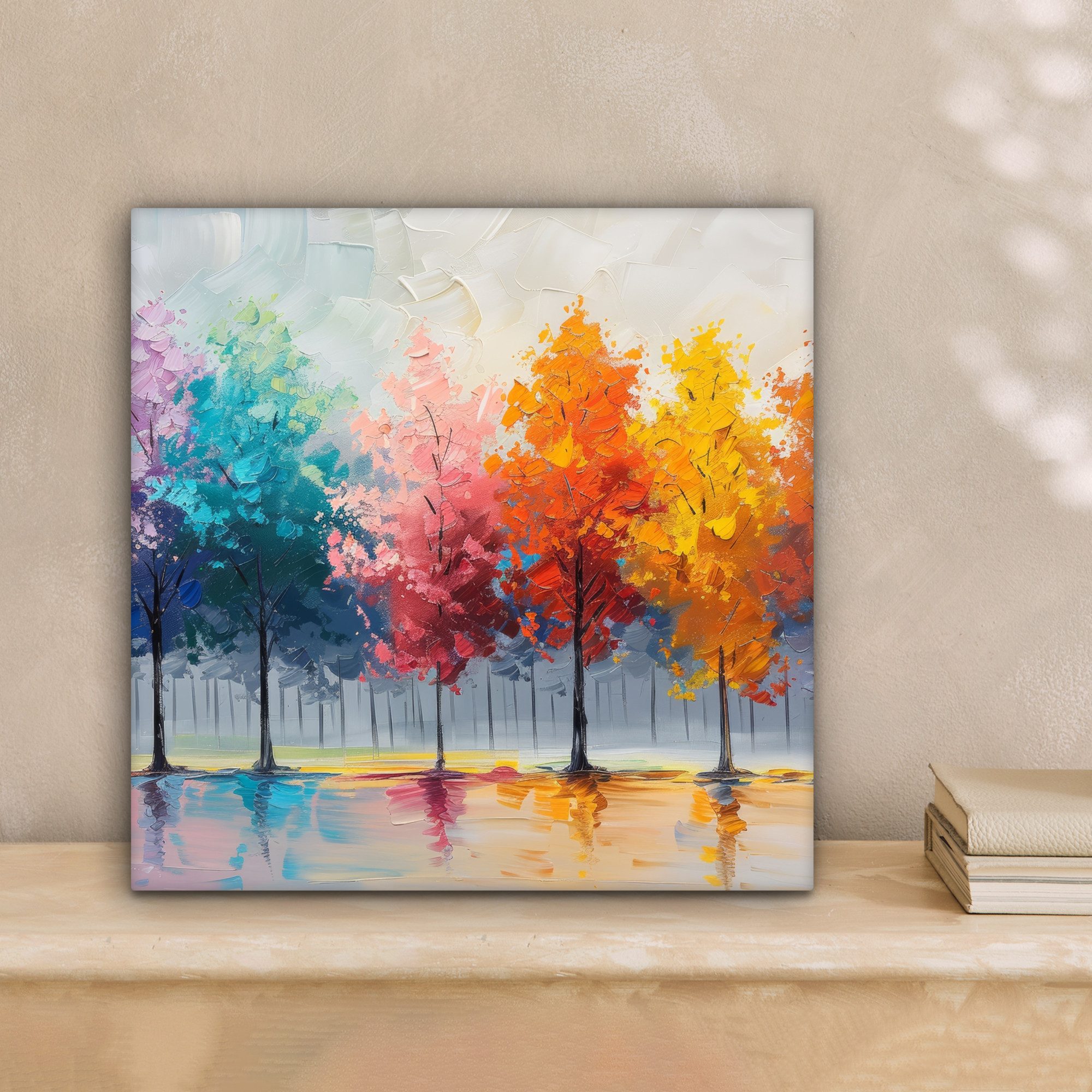 OneMillionCanvasses® Leinwandbild Bäume - Farbenfroh - Natur - Abstrakt, Fo günstig online kaufen