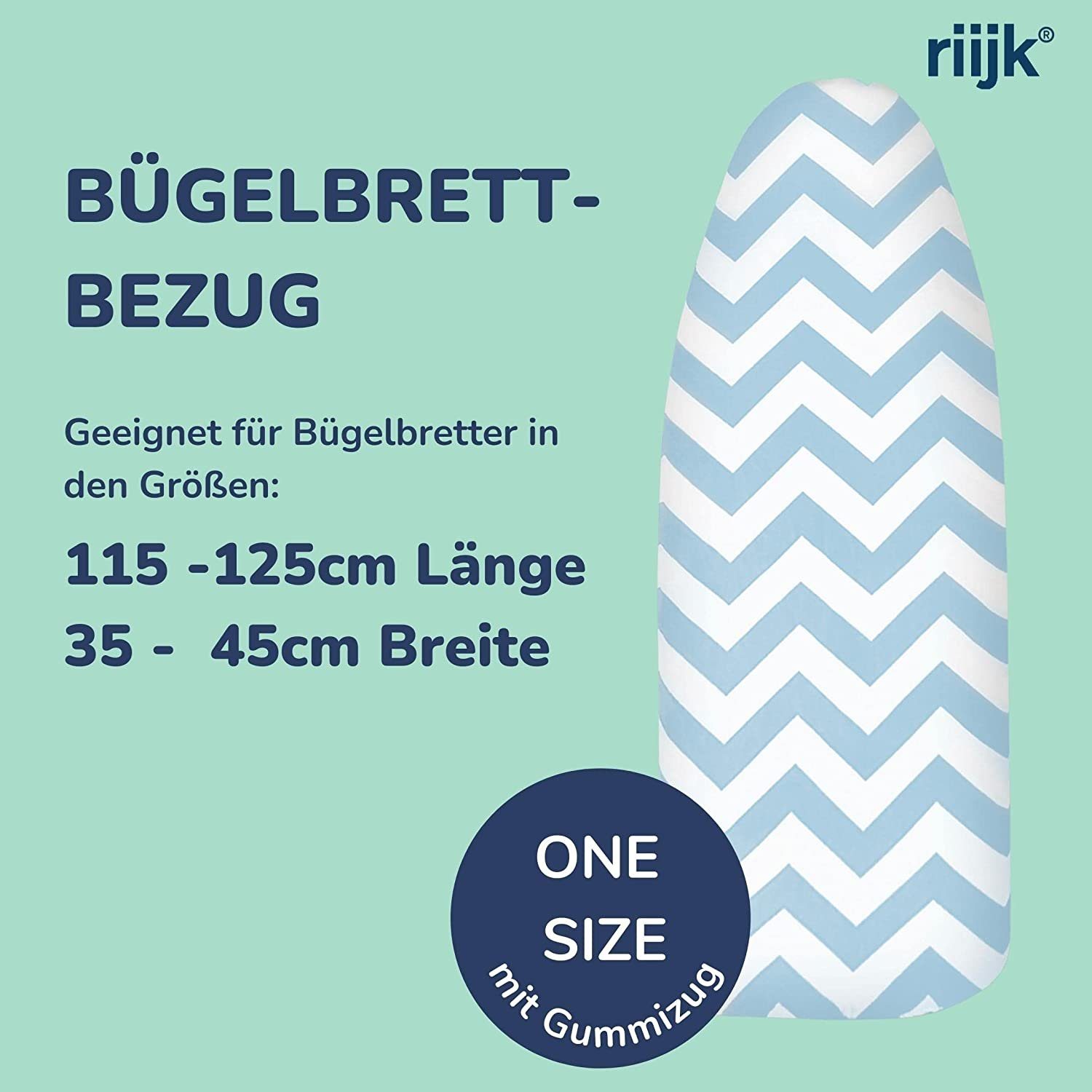 Blau 45cm universal 125cm und riijk Bügelbrettbezug bis Bügeltischbezug, universal passend Zubehör für Breite, passend Länge