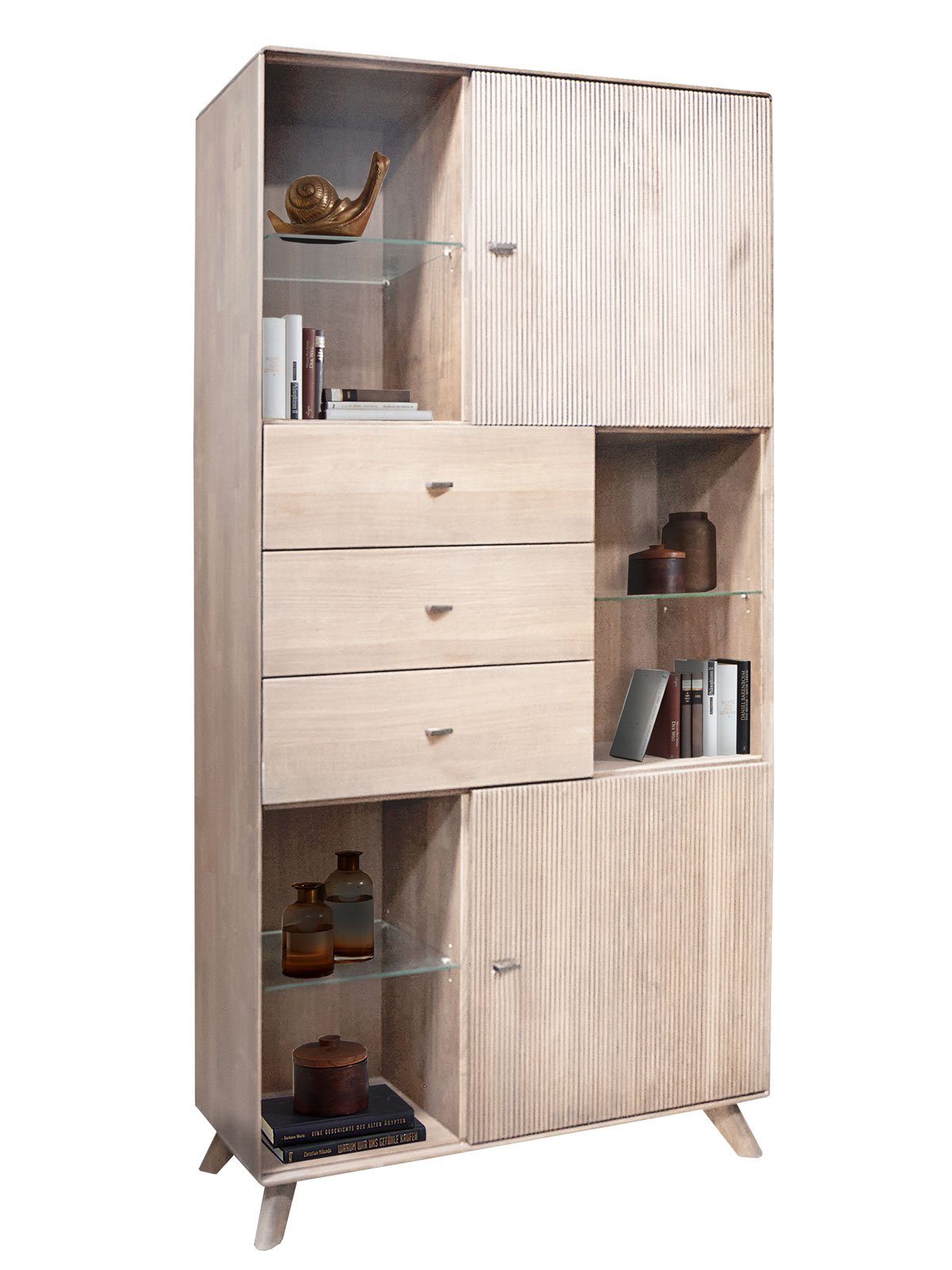 Schranksystem 290 3-tlg. Wohnwand massiv Varese Kernbuche Casamia 209cm Massivholz B H