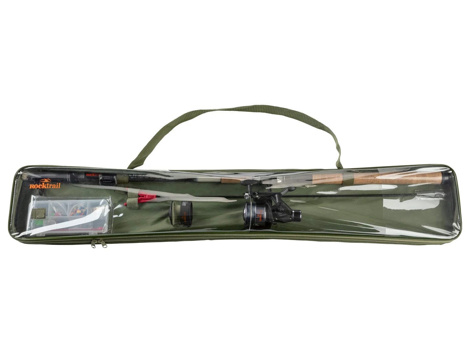 Rocktrail Spinnrute Feeder Angelset 300-5 Grundangel Rute + viel Zubehör, (Angelset, Angelset mit Rute Rolle Schnur Transporttasche), Angelfertiges Feeder-Set inkl. Zubehör & Tasche