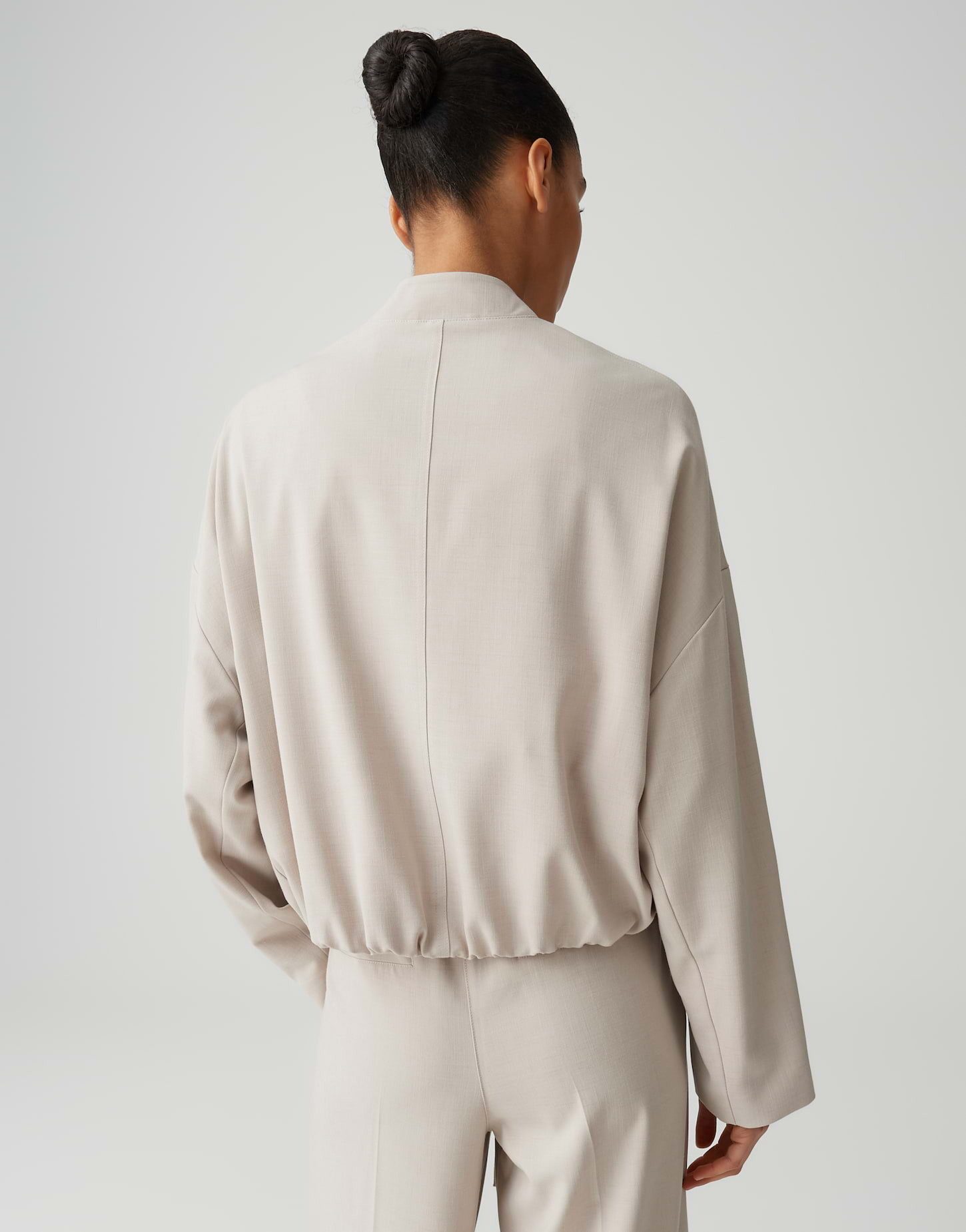 OPUS Jackenblazer Jamassi mit gerafftem Ballon-Saum schräge Paspeltaschen, pflegeleicht, glatter Griff, Casual