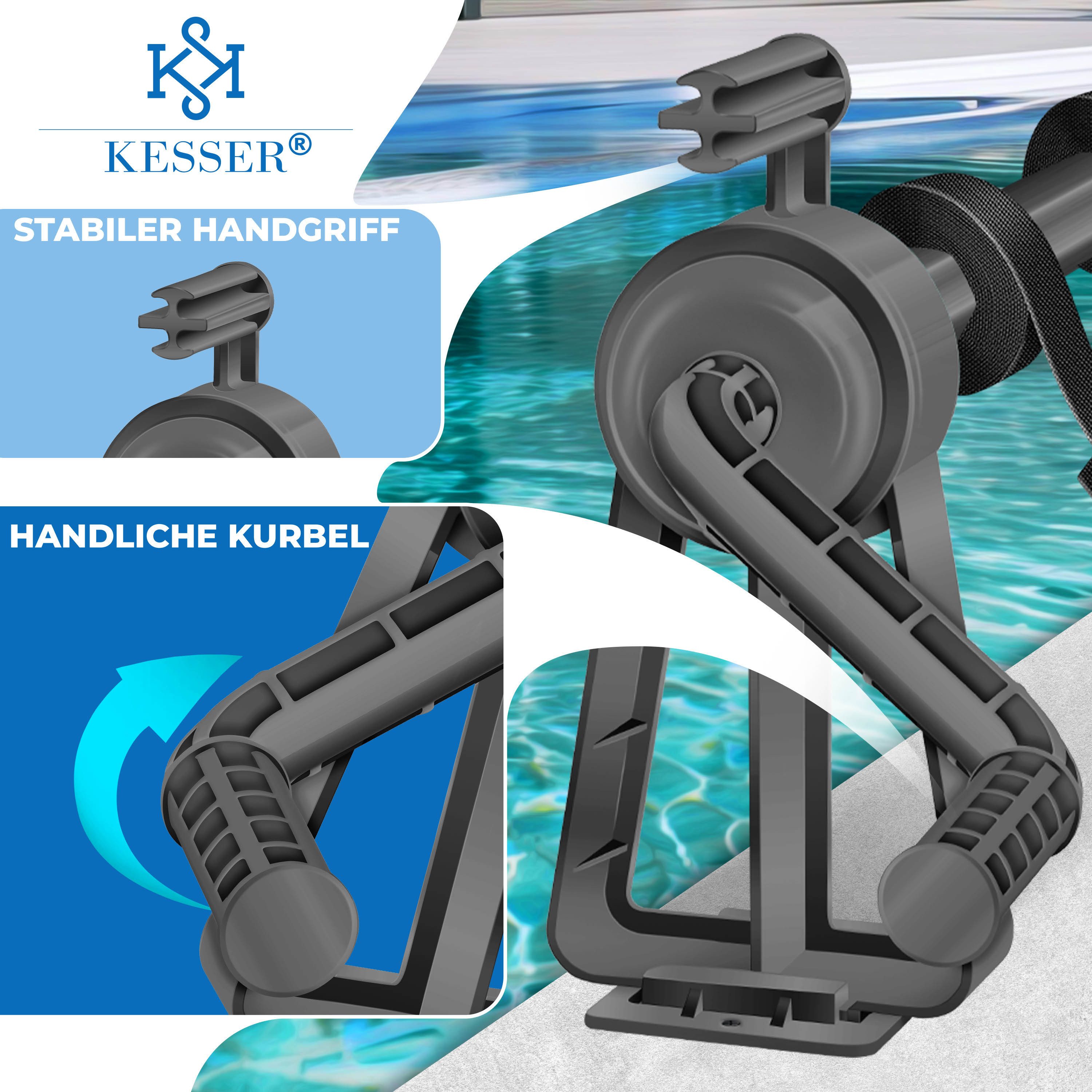KESSER Pool-Abdeckplane, Pool Aufroller Premium Aufrollsystem 1,05m 6,15m