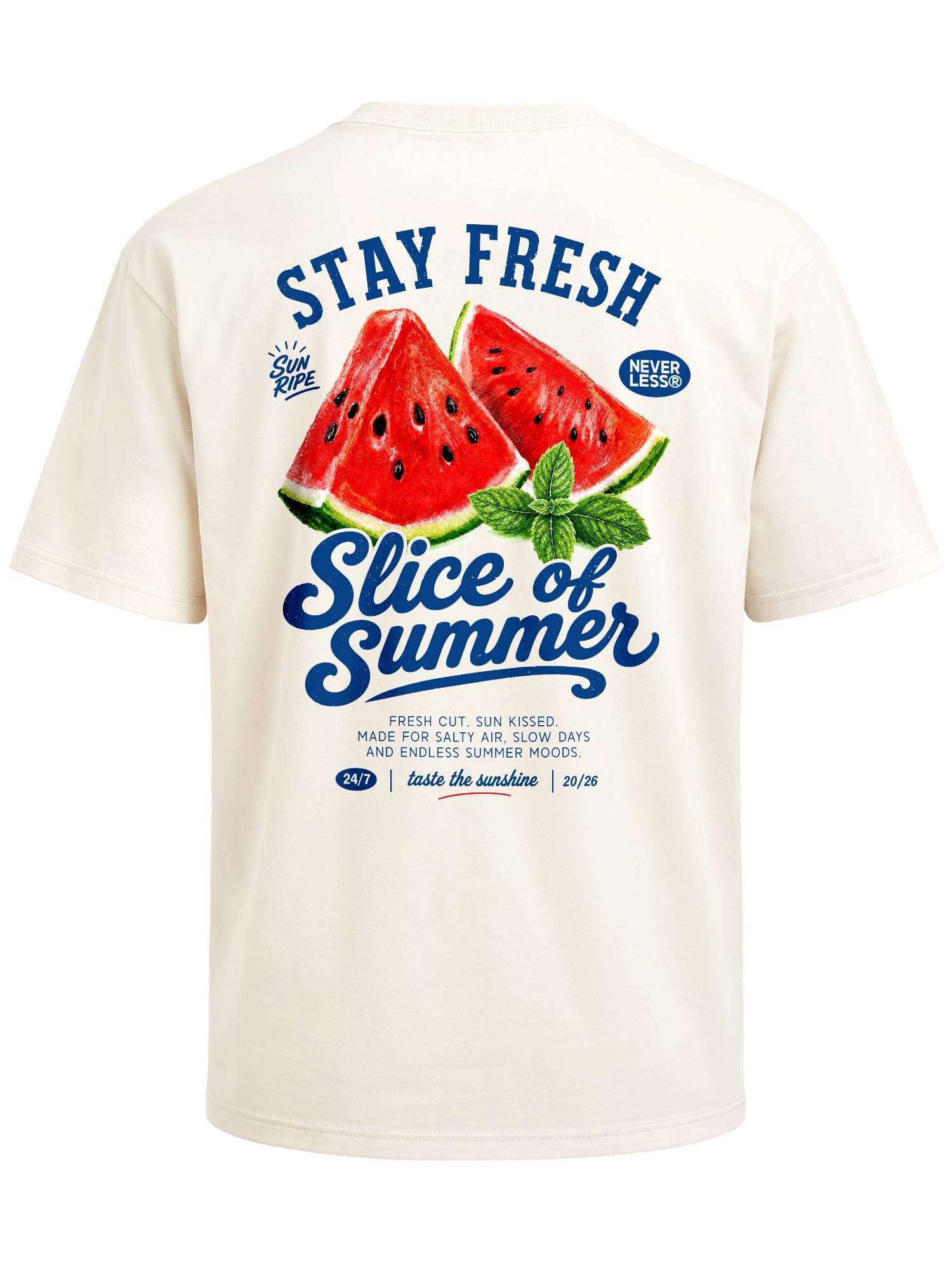 Neverless Oversize-Shirt Herren T-Shirt - Watermelon - Oversized Relaxed Fit Printshirt Sommer mit Print