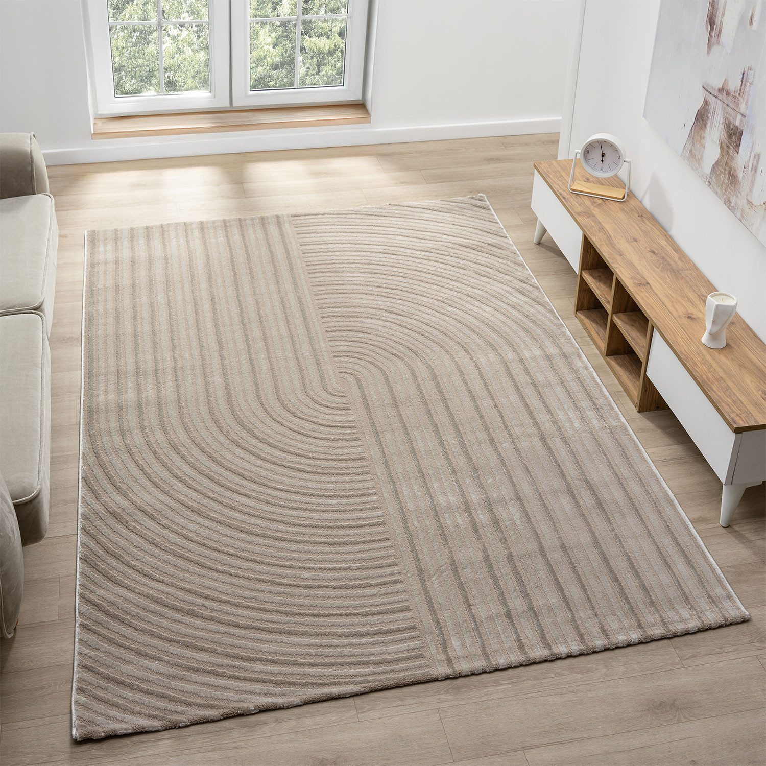 Vimoda Teppich Wohnzimmer Boho Design dünn kurzflur teppich, Rechteckig, Hö günstig online kaufen