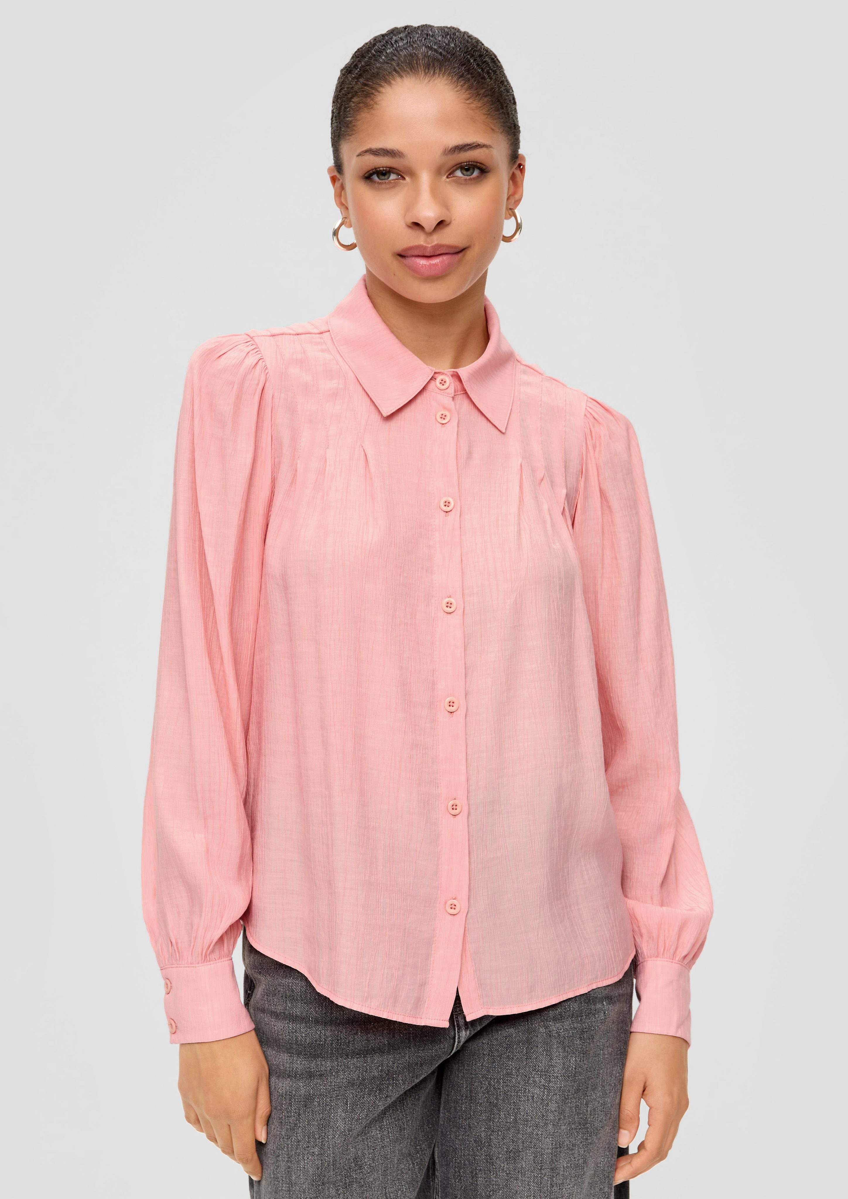 Langarmbluse Bluse mit Raffung
