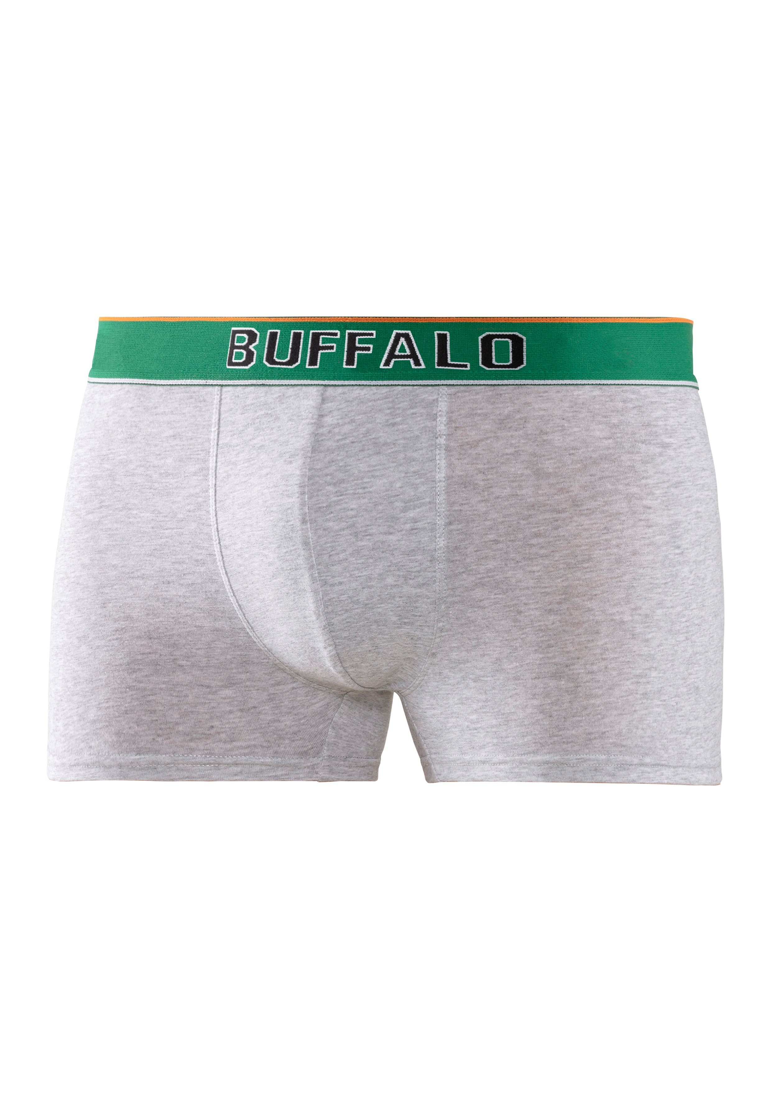 Buffalo Boxer (Packung, 3-St) Webbund grau-meliert, navy, Design im schwarz College