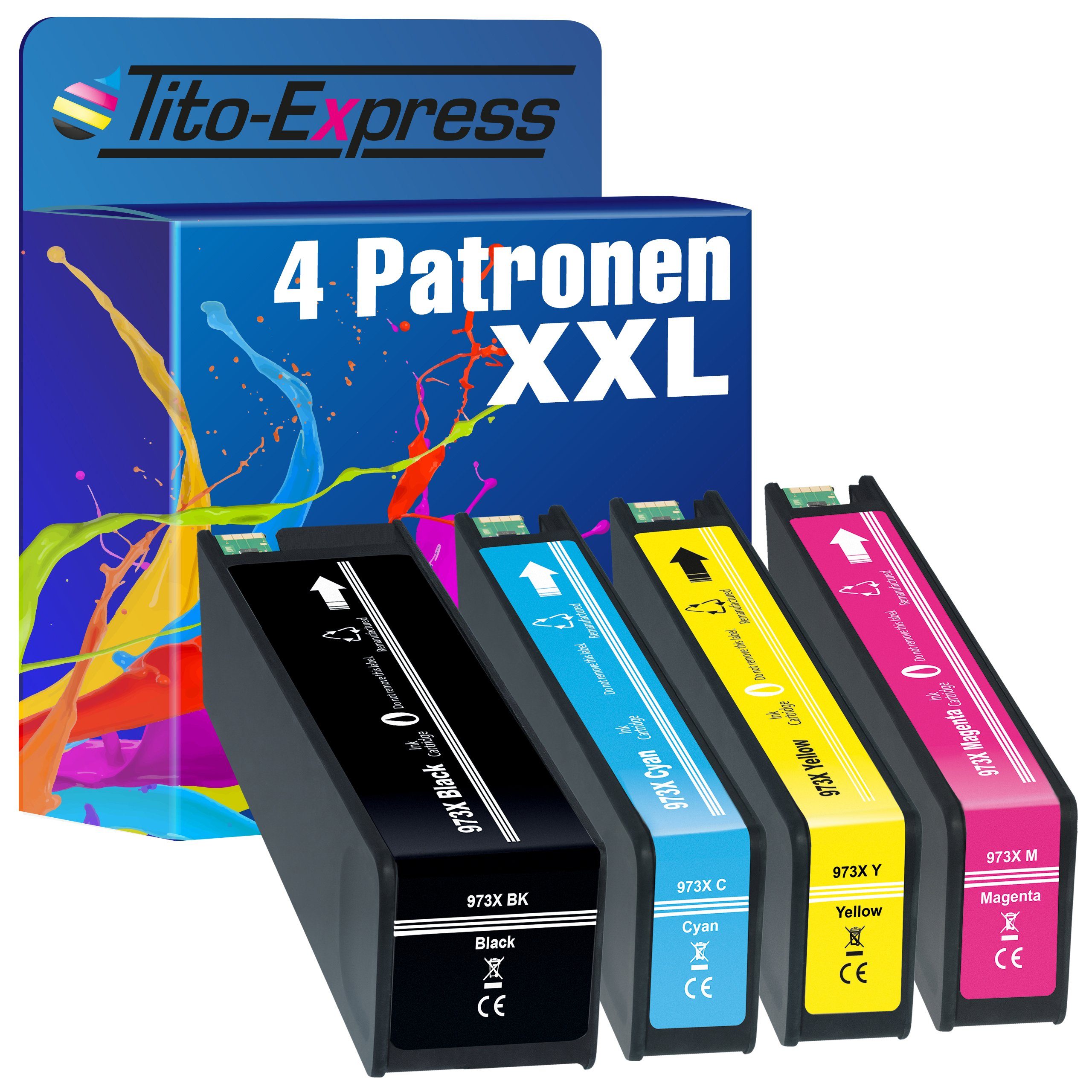 Tito-Express 4er Set ersetzt HP 973 X 973X Tintenpatrone (Multipack, für PageWide Pro 477dw 577dw 452dw 477dn 452dn 577z 552dw P55250dw)
