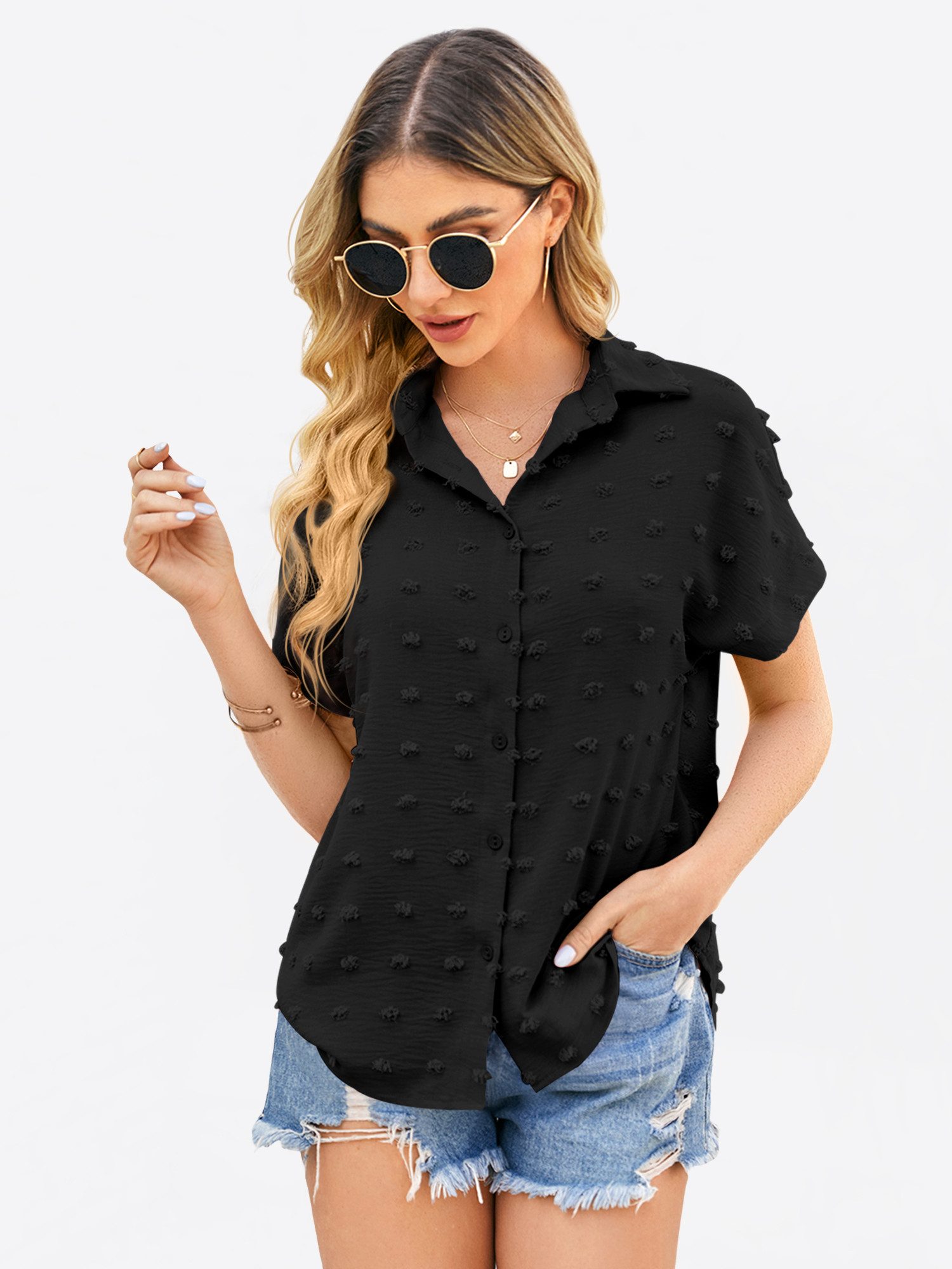Imily Bela Blusenshirt Damen Kurzarm Casual Oberteil (Packung, 1-tlg., 1per günstig online kaufen