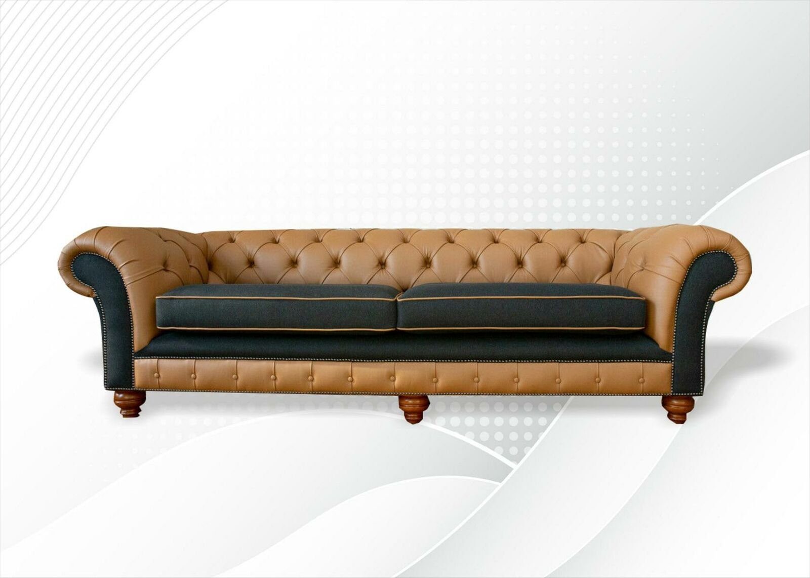 JVmoebel Chesterfield-Sofa Hellbraune Chesterfield Couch xxl Neu, Europe Made 4-Sitzer in