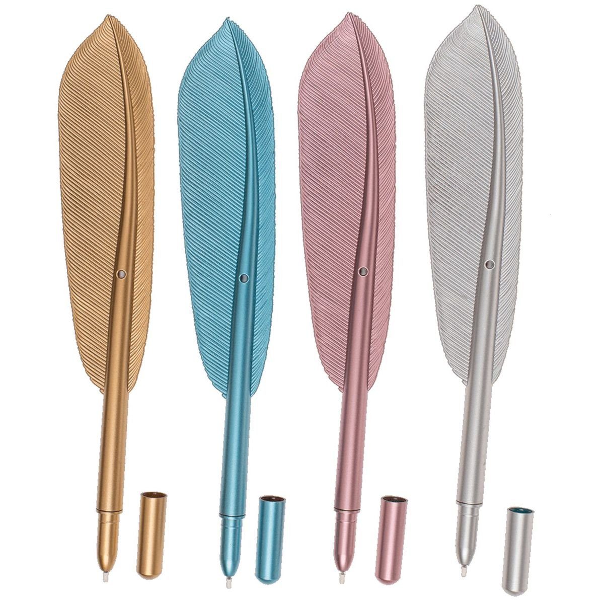 Marabellas Shop Kugelschreiber Kugelschreiber als Feder aus Kunststoff 21 cm mit schwarzer Schrift, (1-tlg), wiederbefüllbar