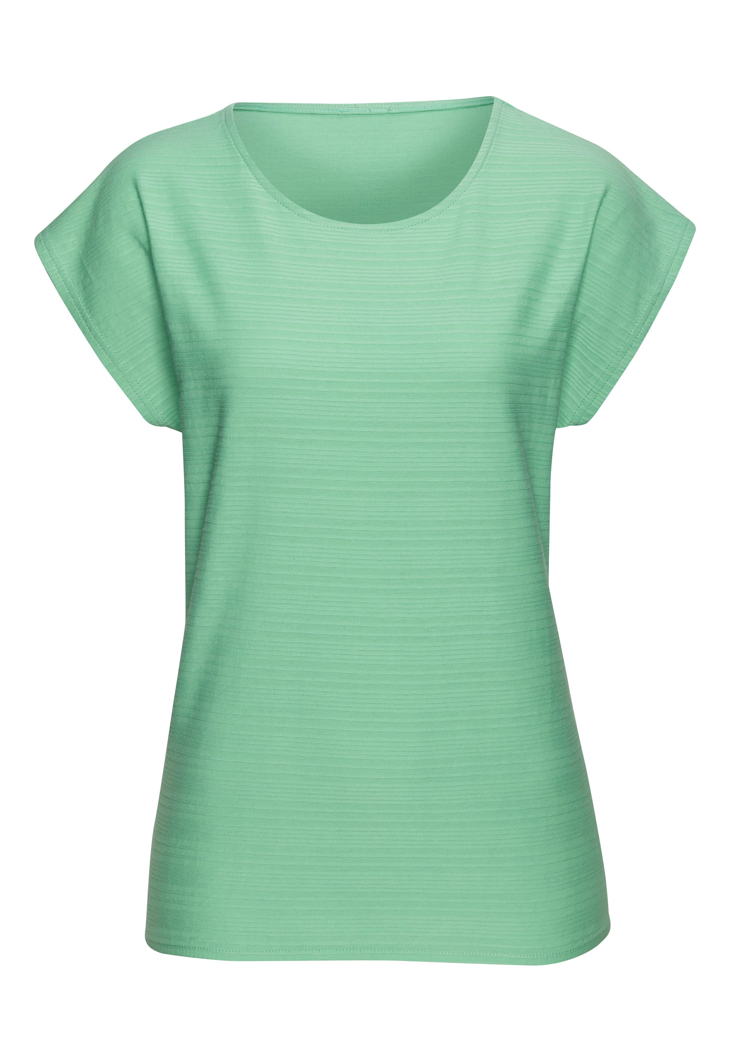 Vivance by Lascana Kurzarmshirt (2er-Pack) mit modischer Streifenstruktur aus reiner Baumwolle – Bild 4 von 5
