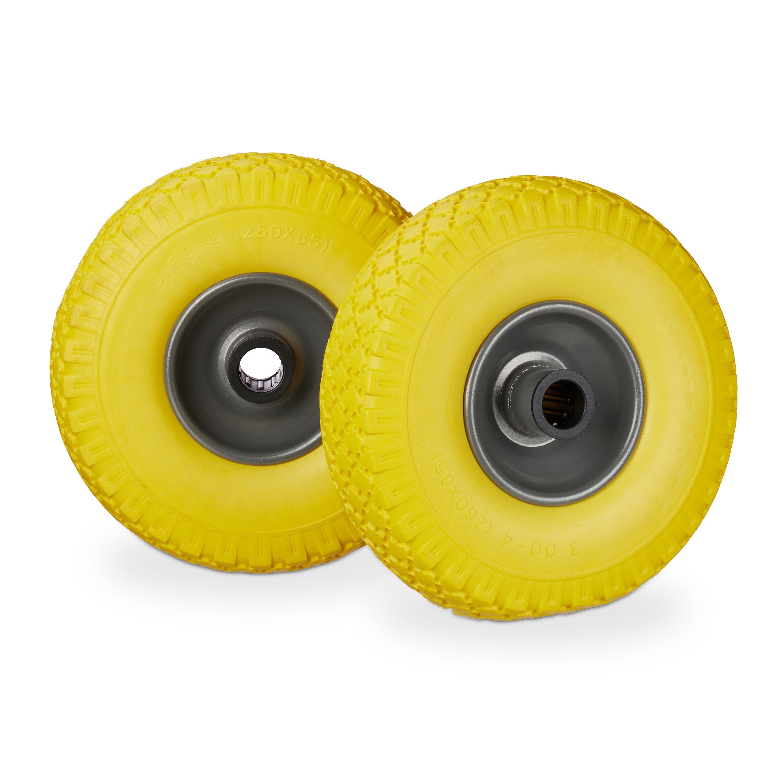 relaxdays Sackkarren-Rad 4 x Sackkarrenrad Vollgummi gelb-grau