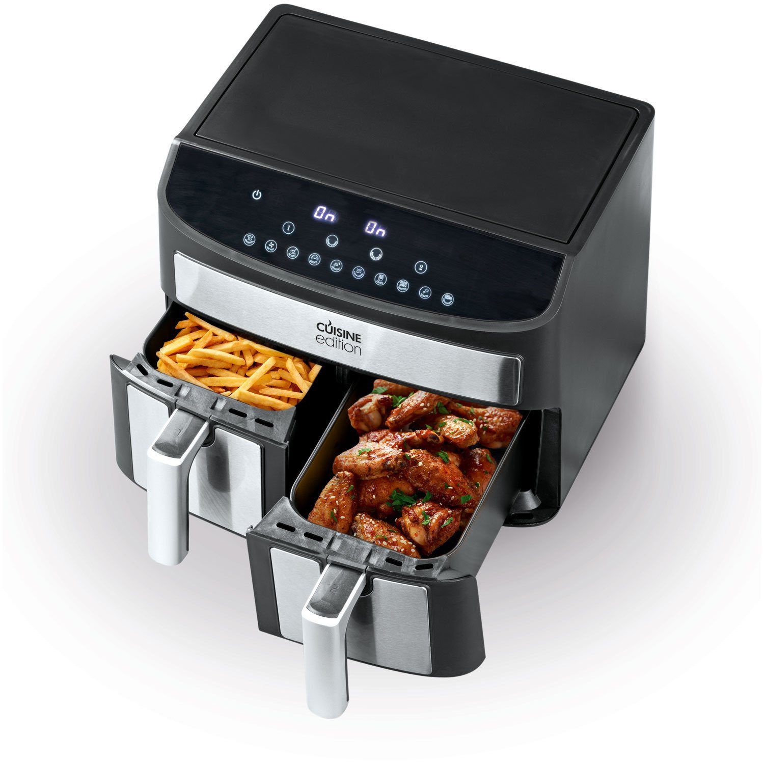 Cuisine Edition Heißluftfritteuse 12617, 3,5 getrennt 40-230°C LED-Touch-Display, regelbar, Timer, 2x 2400 Liter W