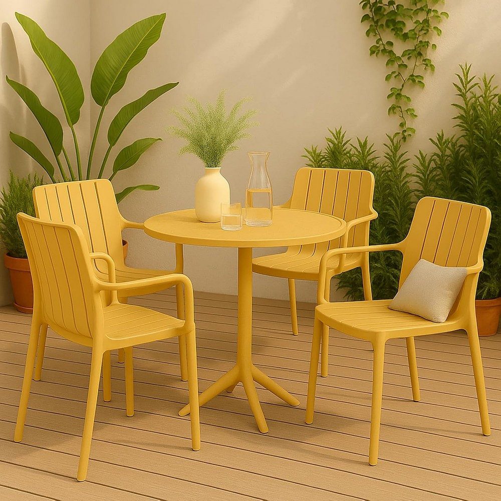 VORTIVO Gartenstuhl stapelbar – wetterfest, bis 200 kg, für Balkon, Terrasse & Esszimmer (2er-Set), bis zu 200 kg belastbar – Bild 2 von 5