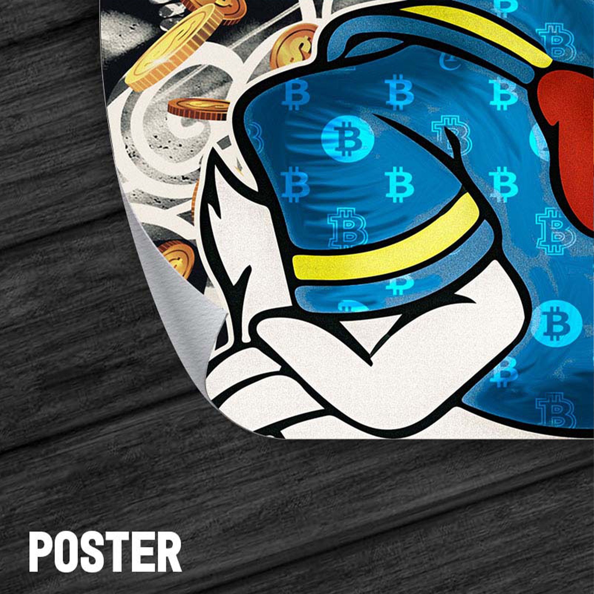 4 gerahmte Poster als Canva Bild, in XXL-Wandbild & Donald Größen, Wall ArtMind Wandbilder - Leinwand Premium Art, Bitcoin,