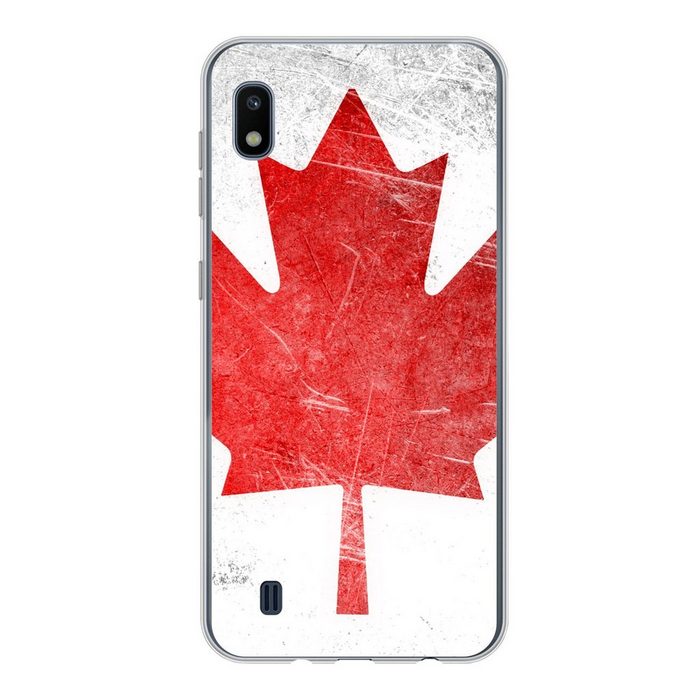 MuchoWow Handyhülle Flagge von Kanada auf Edelstahl Handyhülle Samsung Galaxy A10 Smartphone-Bumper Print Handy