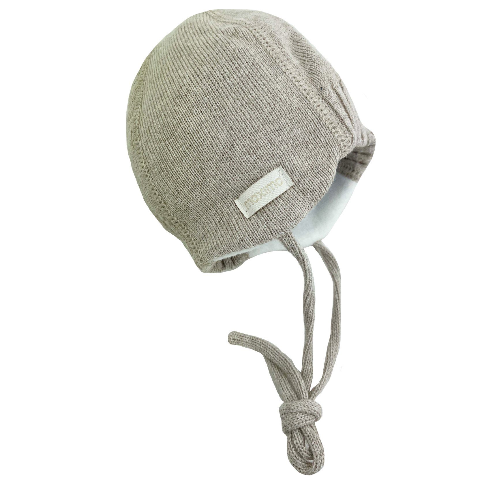 MAXIMO Erstlingsmütze BABY-Mütze Strick aus Baumwolle mit Fleecefutter buchemeliert