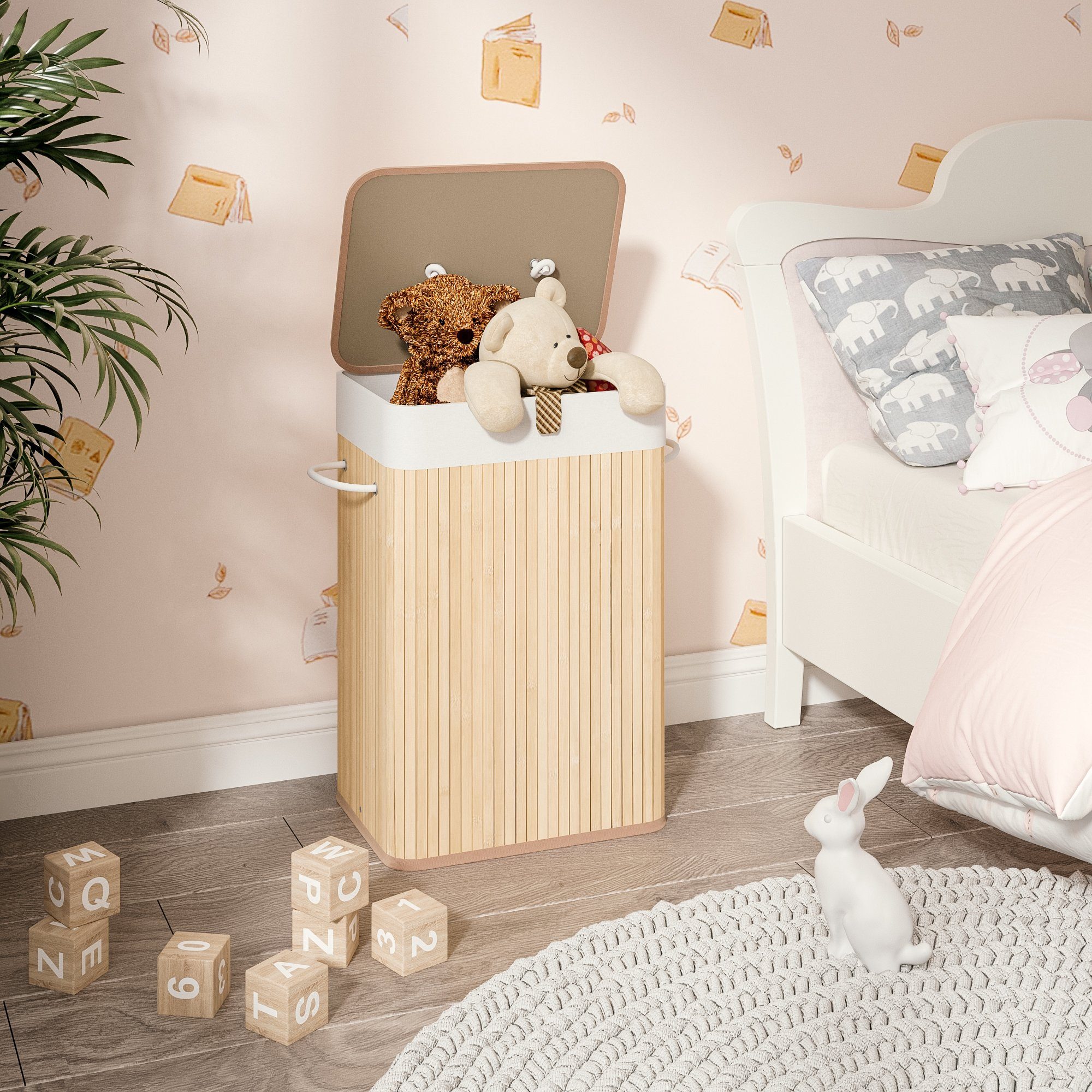 Mondeer Wäschekorb Wäschesammler aus Bambus (1 St), 72L, 40 x 30 x 60 cm günstig online kaufen