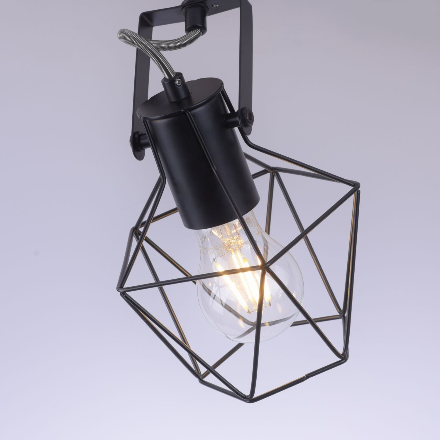 Licht-Erlebnisse Wandstrahler ARTHON, ohne Leuchtmittel, Metall Holz verstellbar Natur Schwarz E27 Vintage Design Käfig Schirm