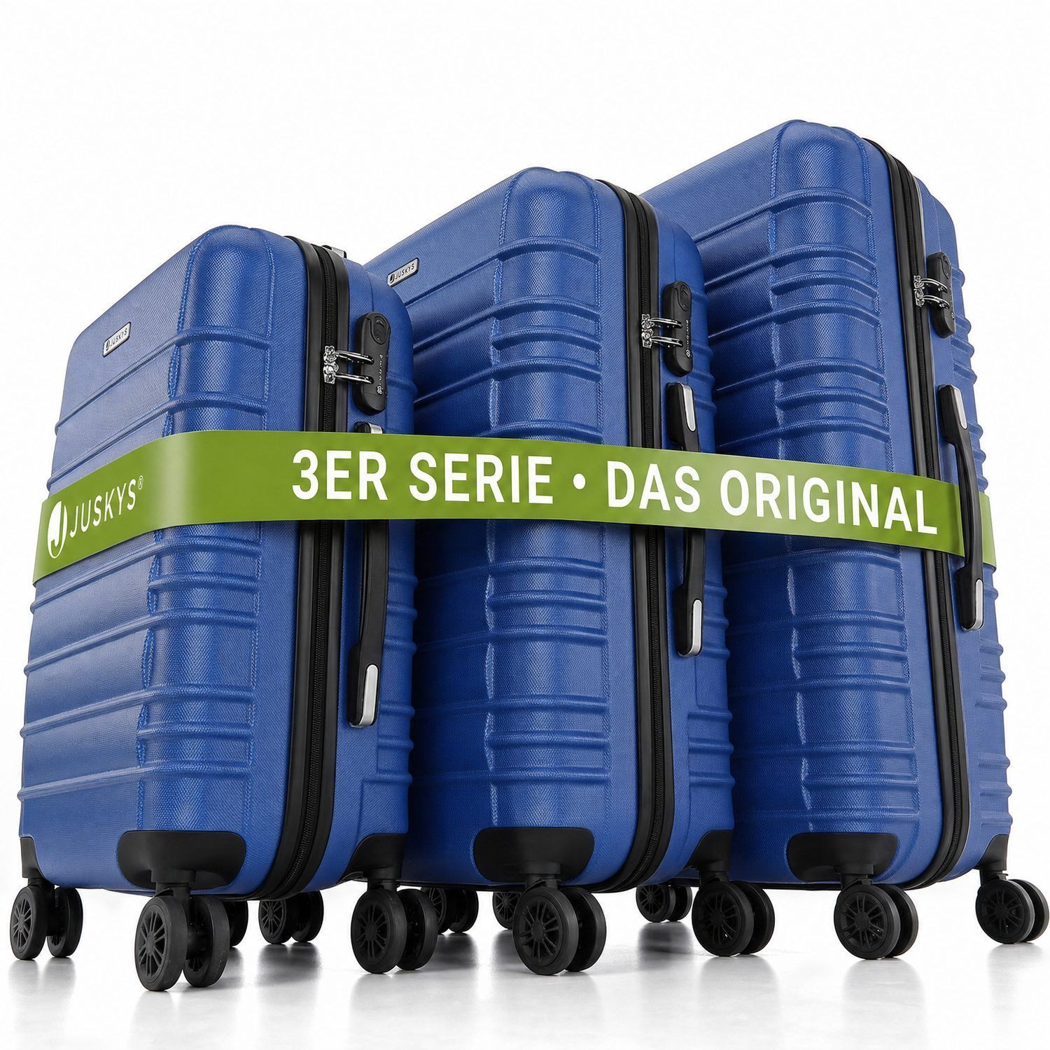 Juskys Trolleyset Rom, 4 Rollen, (3 tlg., 3-teilig), Aluminium, Rollen, Innenfutter, Ergonomische Griffe, 3er Set