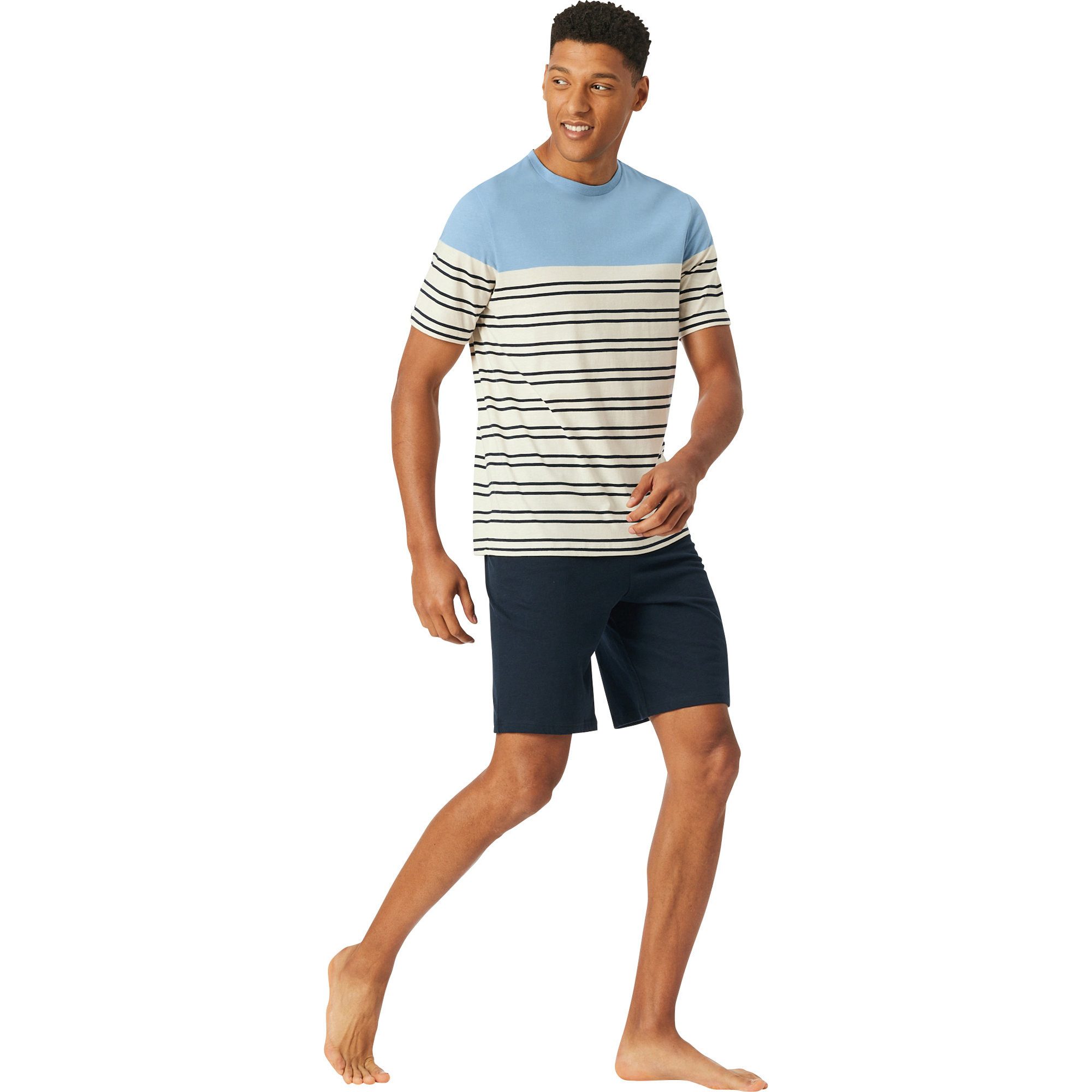 Schiesser Pyjama Herren-Shorty Single-Jersey Streifen günstig online kaufen
