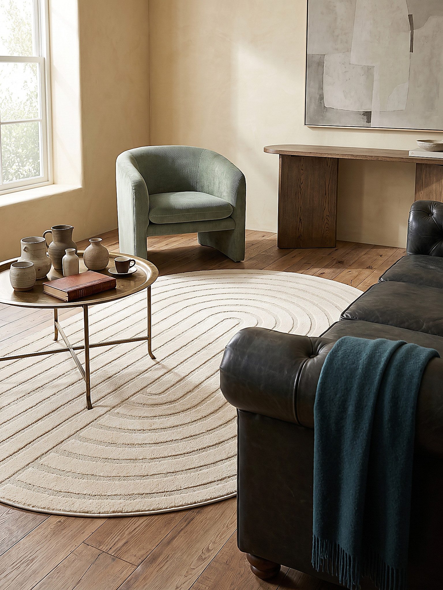 KADIMA DESIGN Teppich CETINA Kurzflorteppich Creme 160x230 Geometrisch Polypropylen, Oval, Höhe: 15 mm, Saugroboter-geeignet, Strapazierfähig, Pflegeleicht, Farbecht