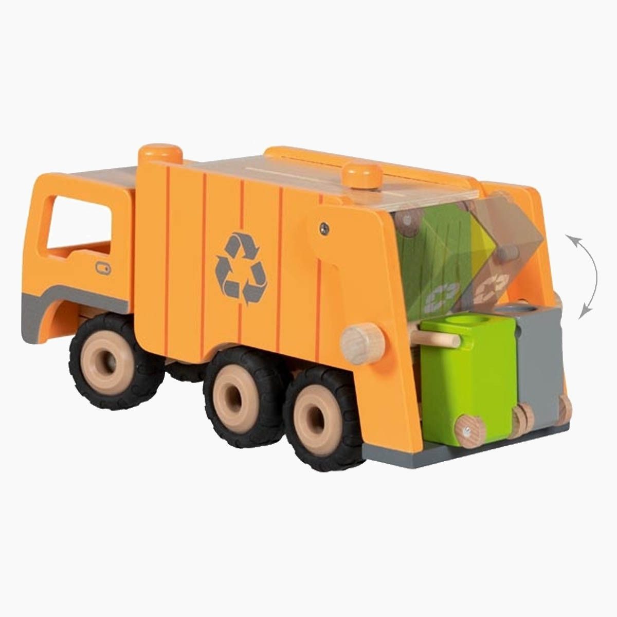 goki Spielzeug-Müllwagen Müllwagen Eco, (Packung, 3-tlg., 3 er set), mit Gummibereifung und Ausschubfunktion