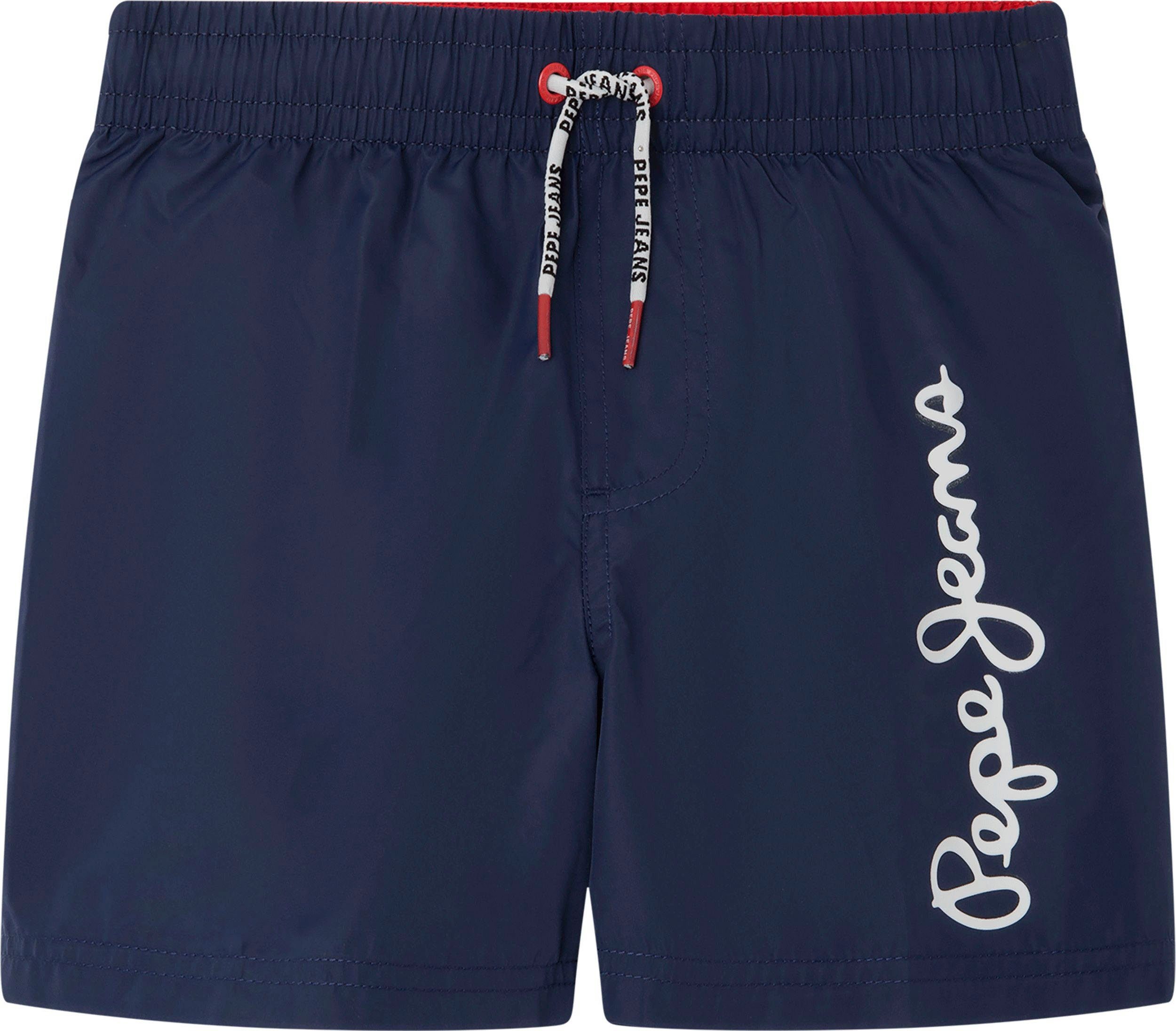 mit Badeshorts for BOYS Pepe navy auf GUSTAVE Bein, Jeans Logoprint dem