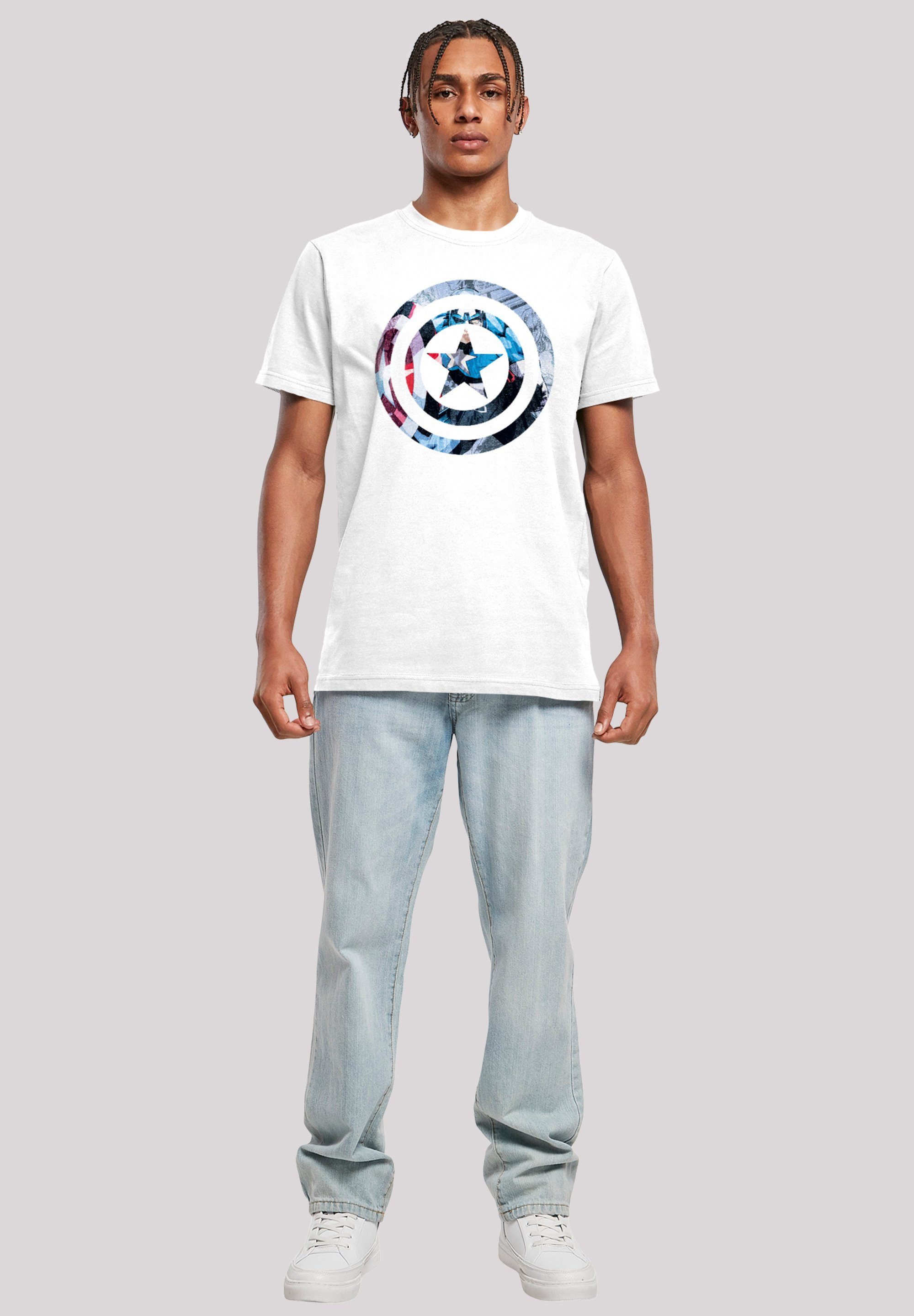 Marvel F4NT4STIC Montage Avengers Captain Print T-Shirt Superhelden Herren,Premium weiß Symbol Merch,Regular-Fit,Basic,Logo America